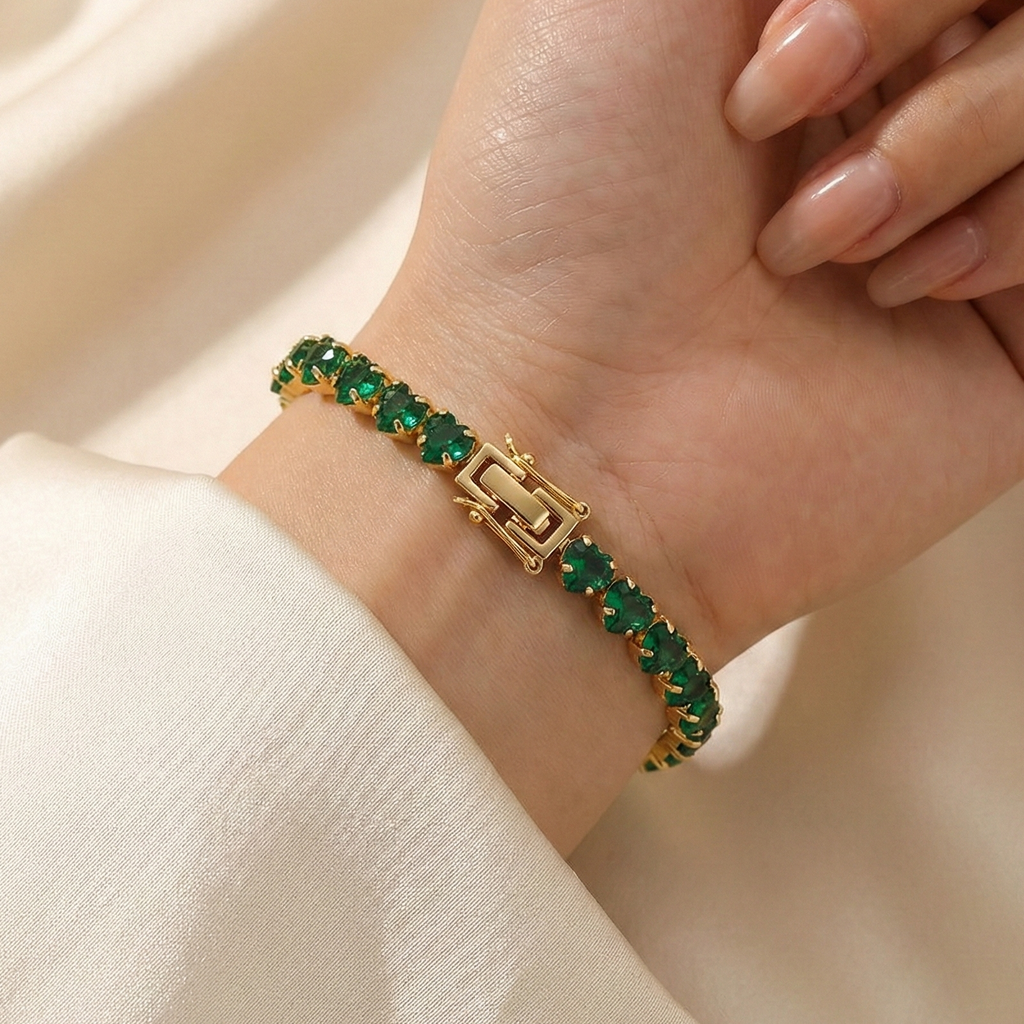 Emerald Glow Tennis Bracelet