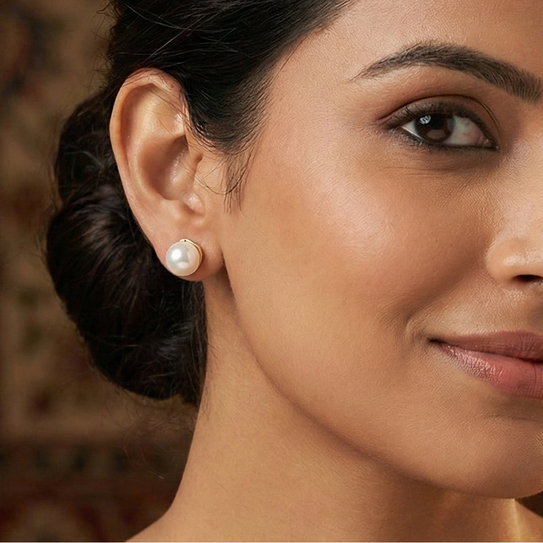 Classic Real Angara Pearl Stud Earrings
