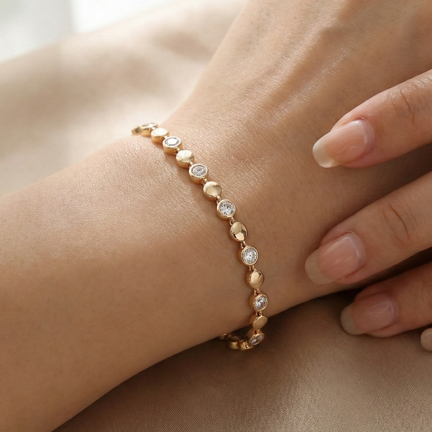 Rose Gold Diamond Accent Link Bracelet