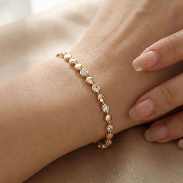 Rose Gold Diamond Accent Link Bracelet