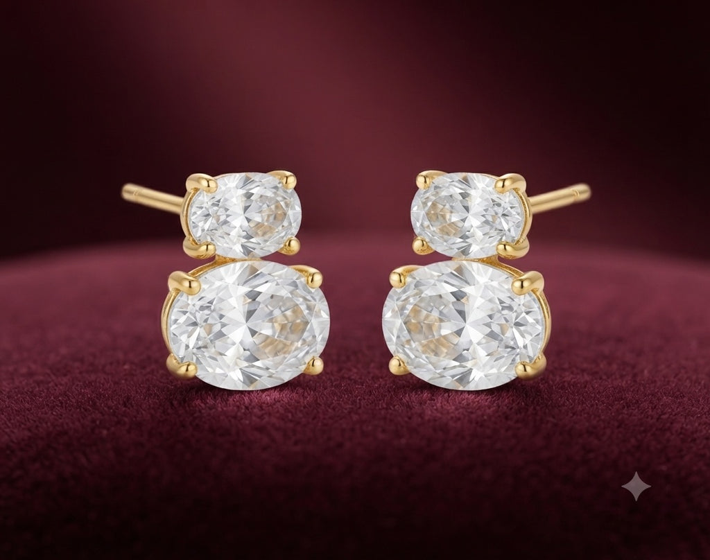 The Celeste Double Oval Studs