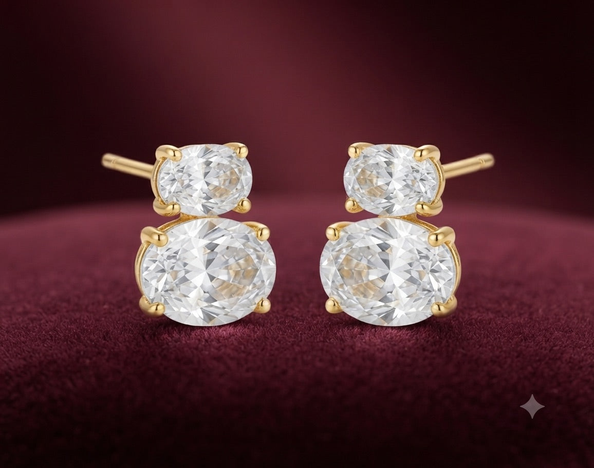 The Celeste Double Oval Studs