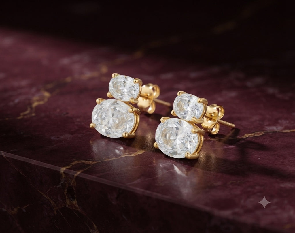 The Celeste Double Oval Studs
