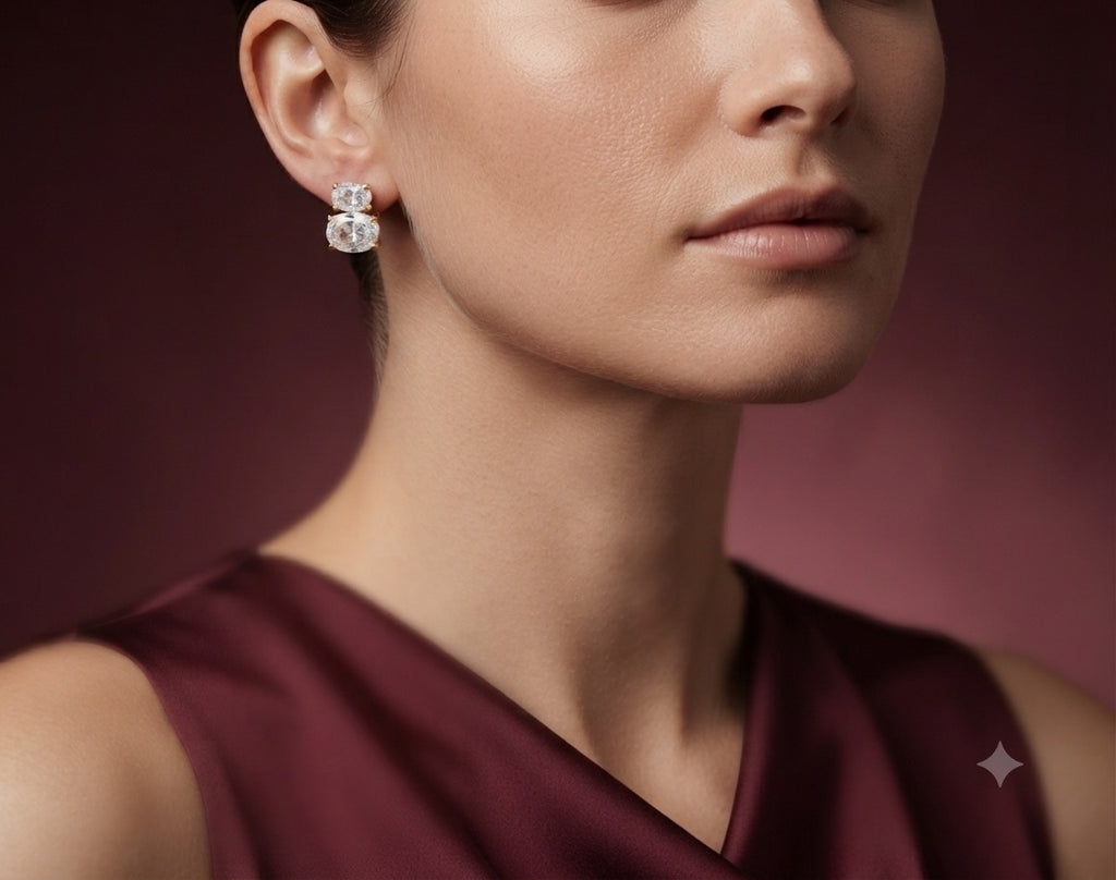 The Celeste Double Oval Studs