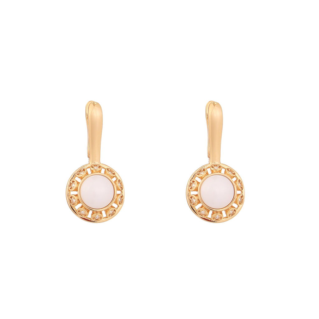 Ivory Halo Gold Drop Earrings