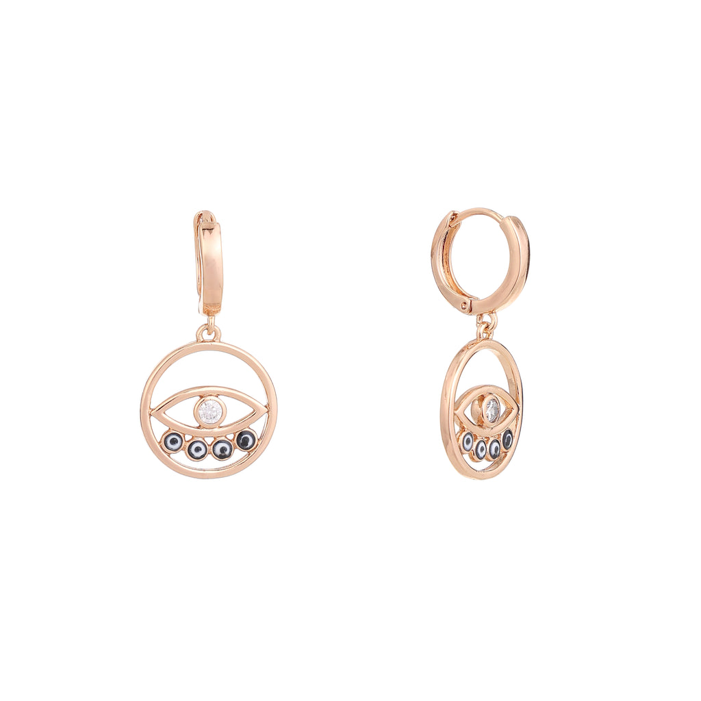 Evil Eye Halo Drop Earrings