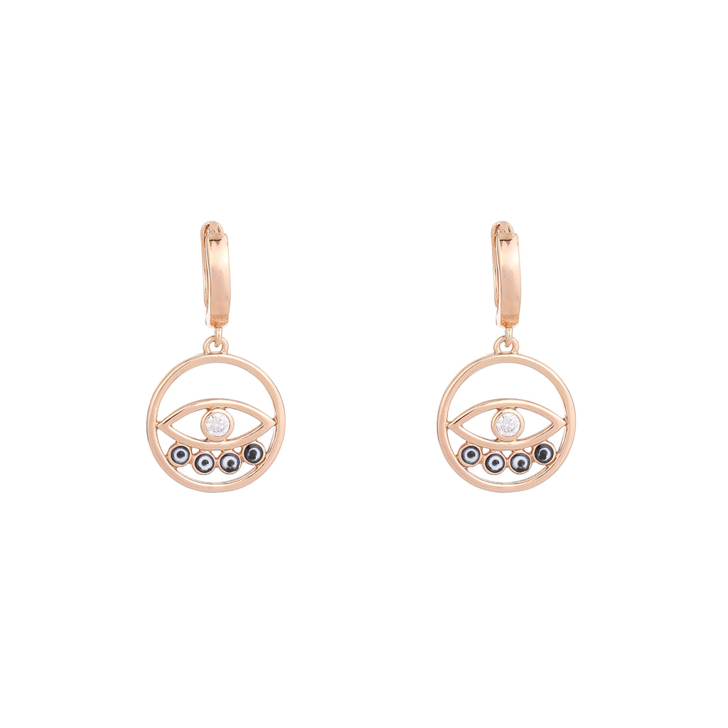 Evil Eye Halo Drop Earrings