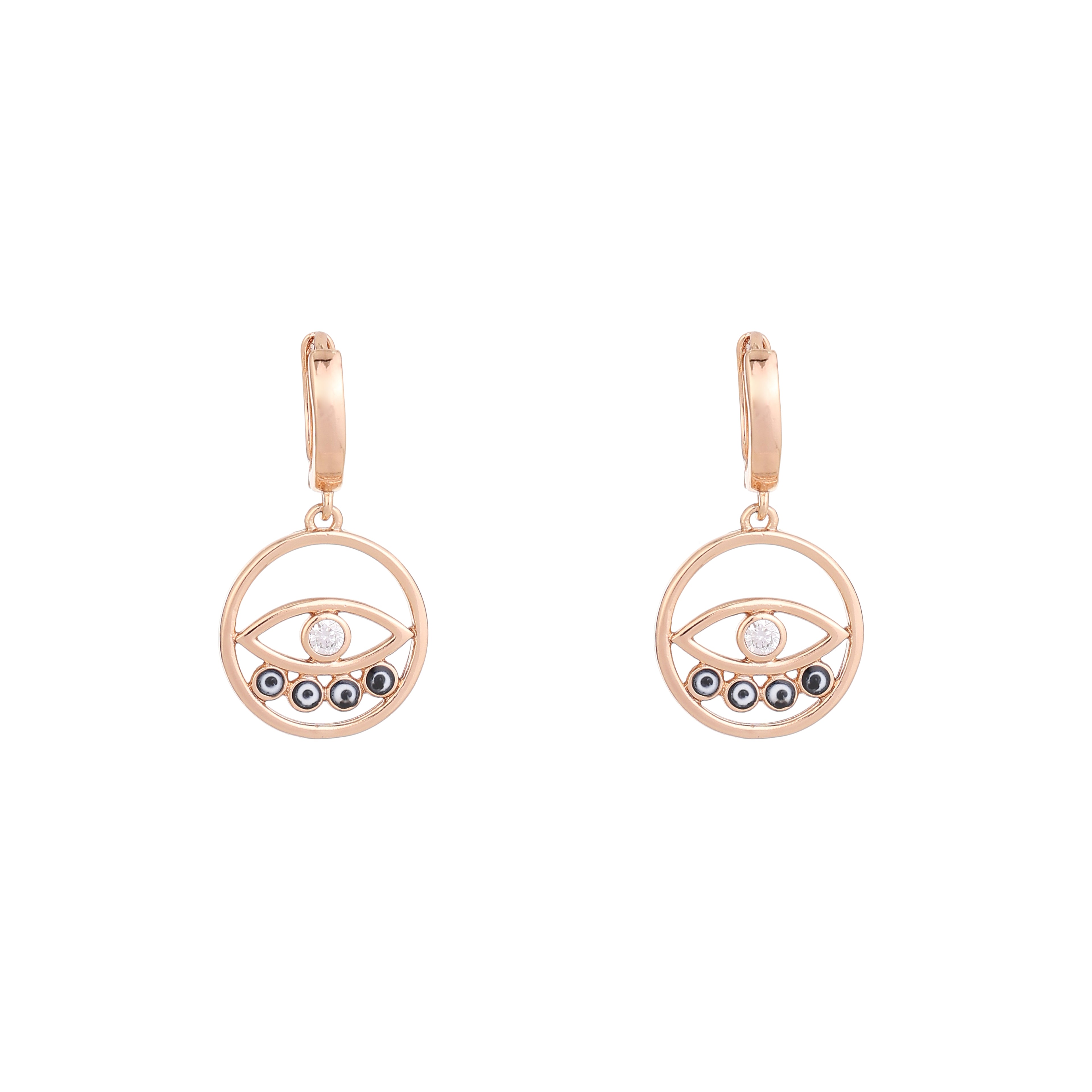 Evil Eye Halo Drop Earrings