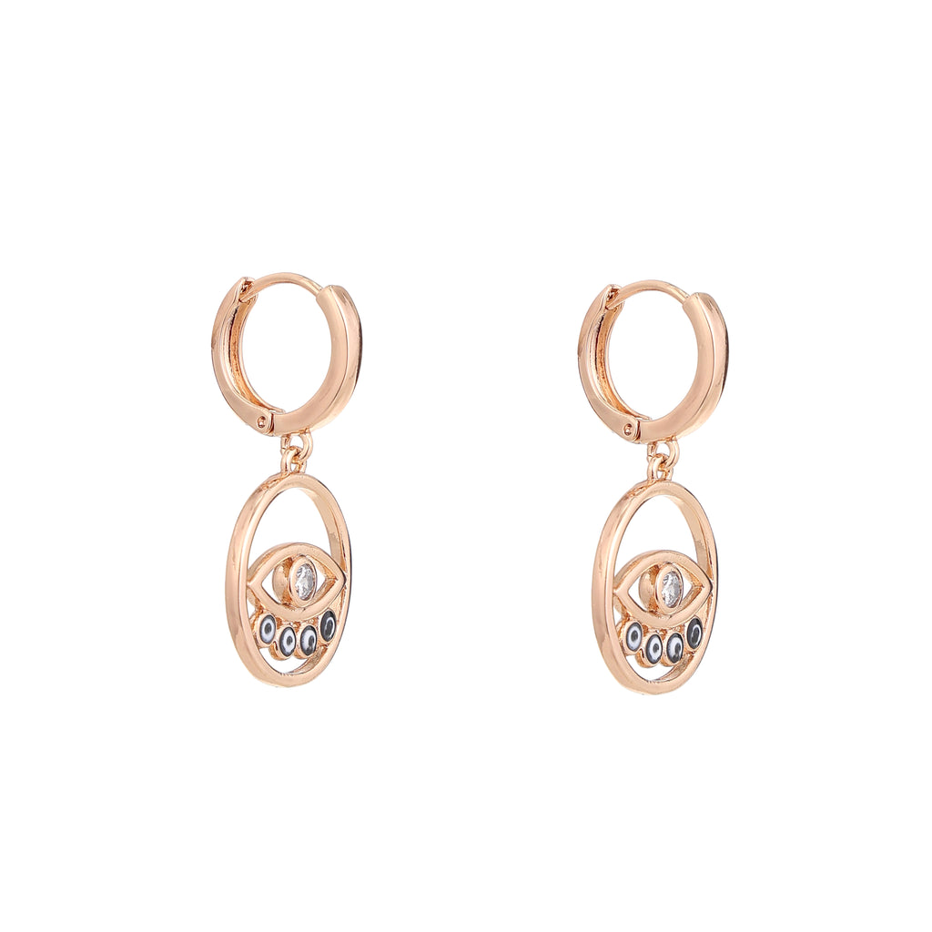 Evil Eye Halo Drop Earrings