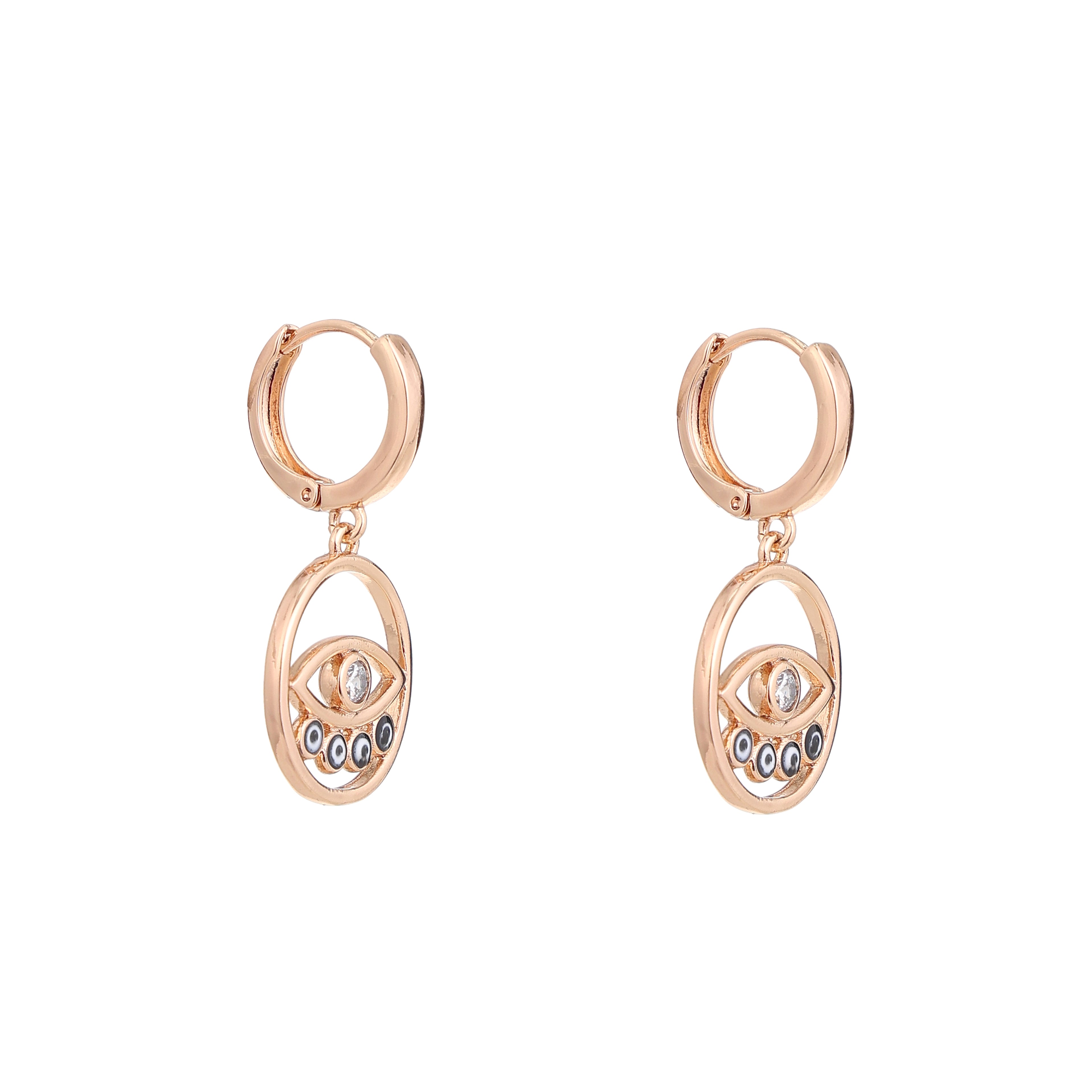 Evil Eye Halo Drop Earrings