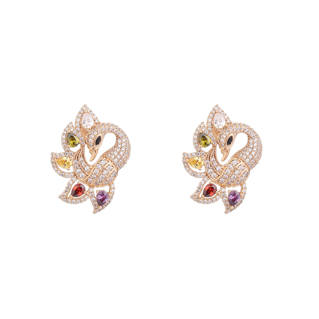 Divine Swan Multicolor CZ Stud Earrings