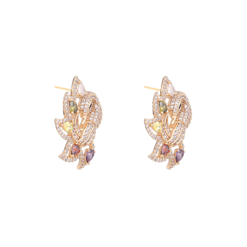 Divine Swan Multicolor CZ Stud Earrings