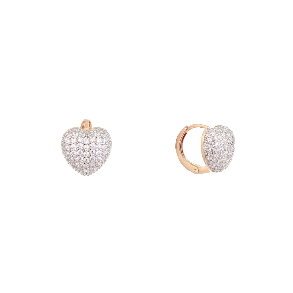 Sparkling Heart Pavé Hoop Earrings