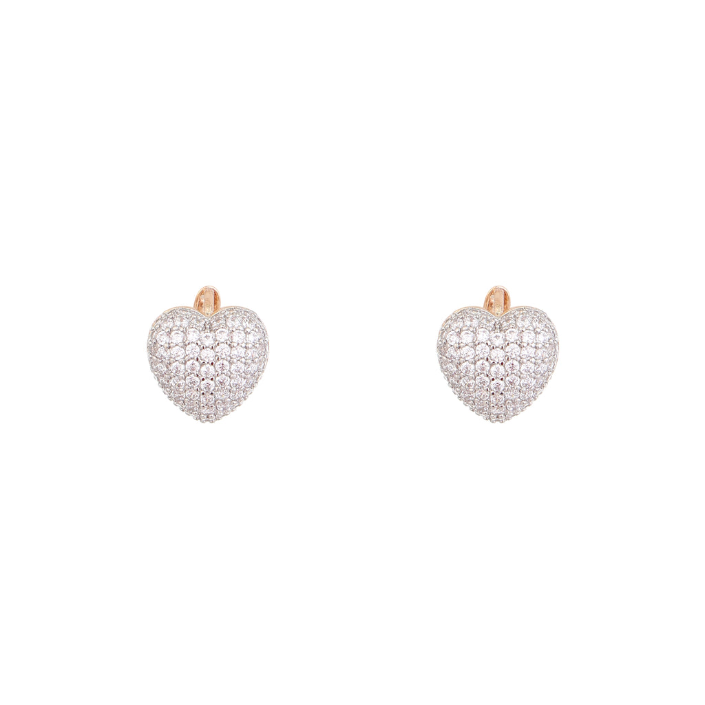 Sparkling Heart Pavé Hoop Earrings