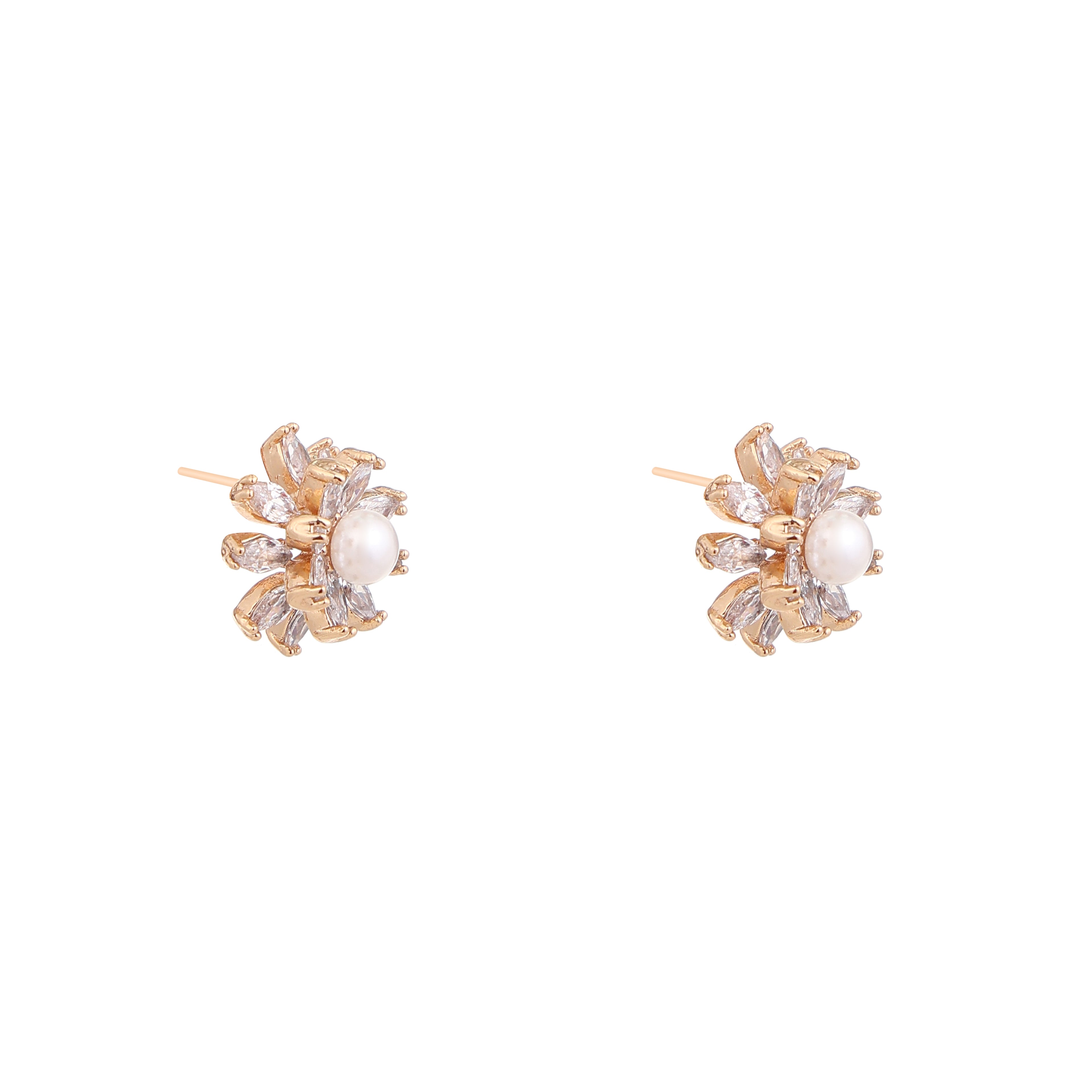 Pearl Blossom Crystal Stud Earrings