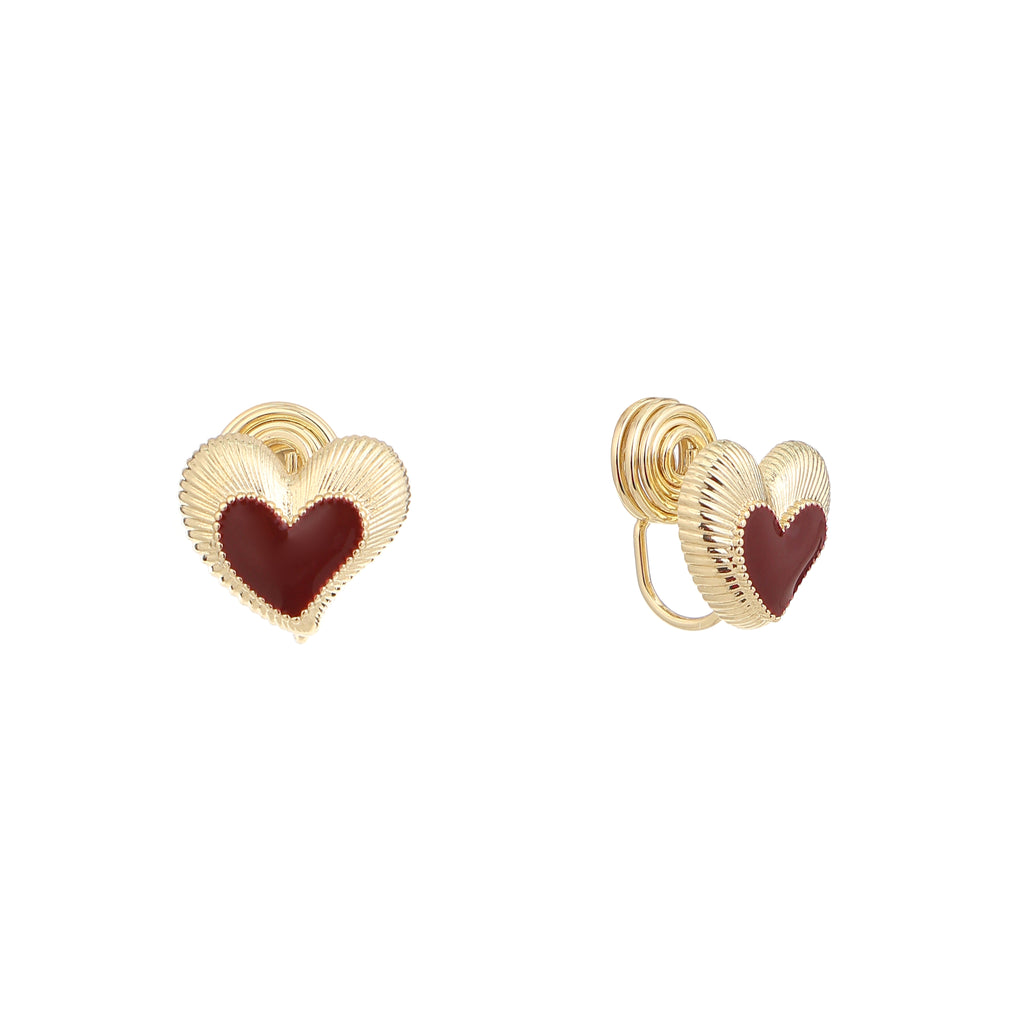Golden Amour Heart Clip Earrings