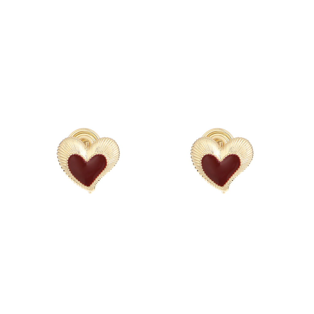Golden Amour Heart Clip Earrings