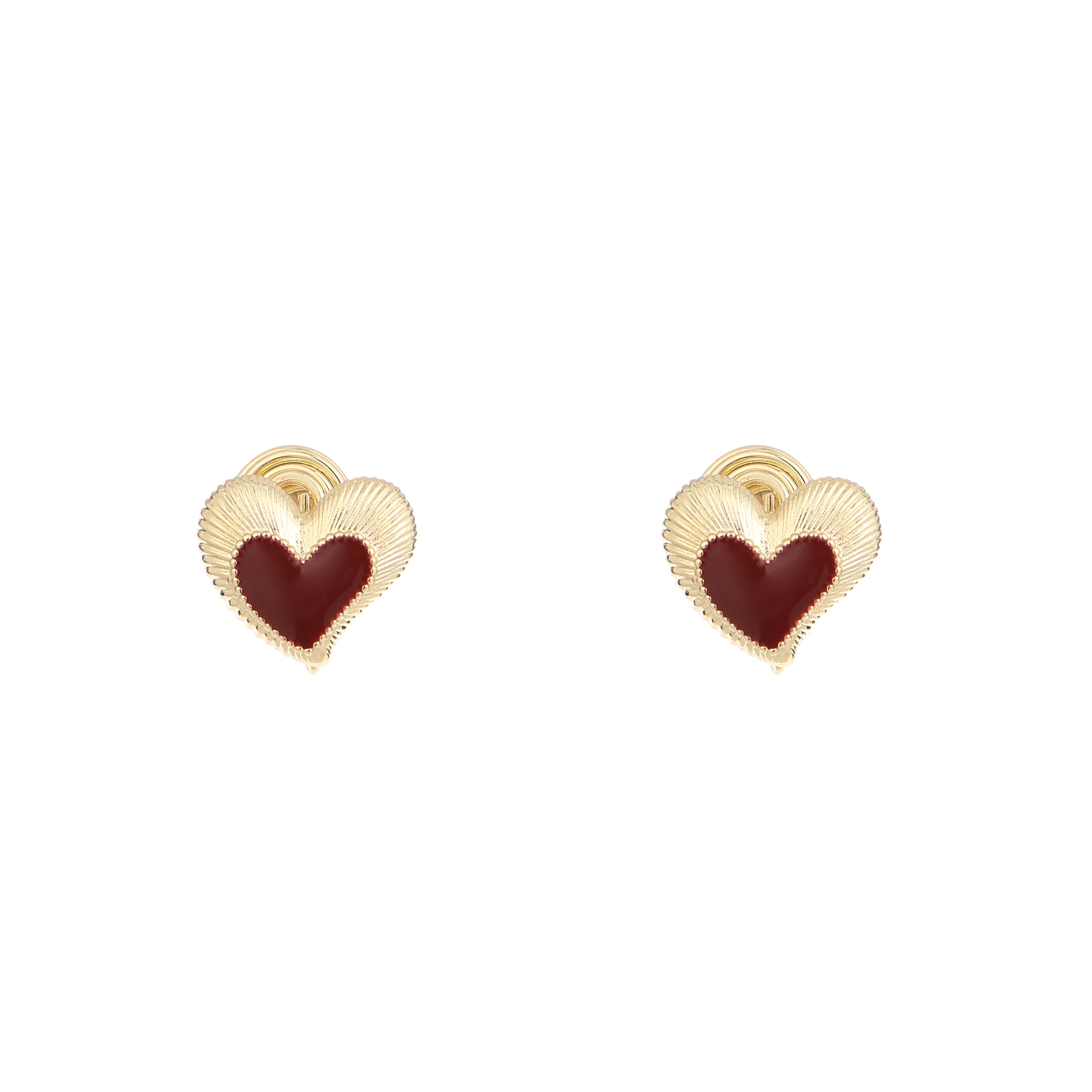 Golden Amour Heart Clip Earrings