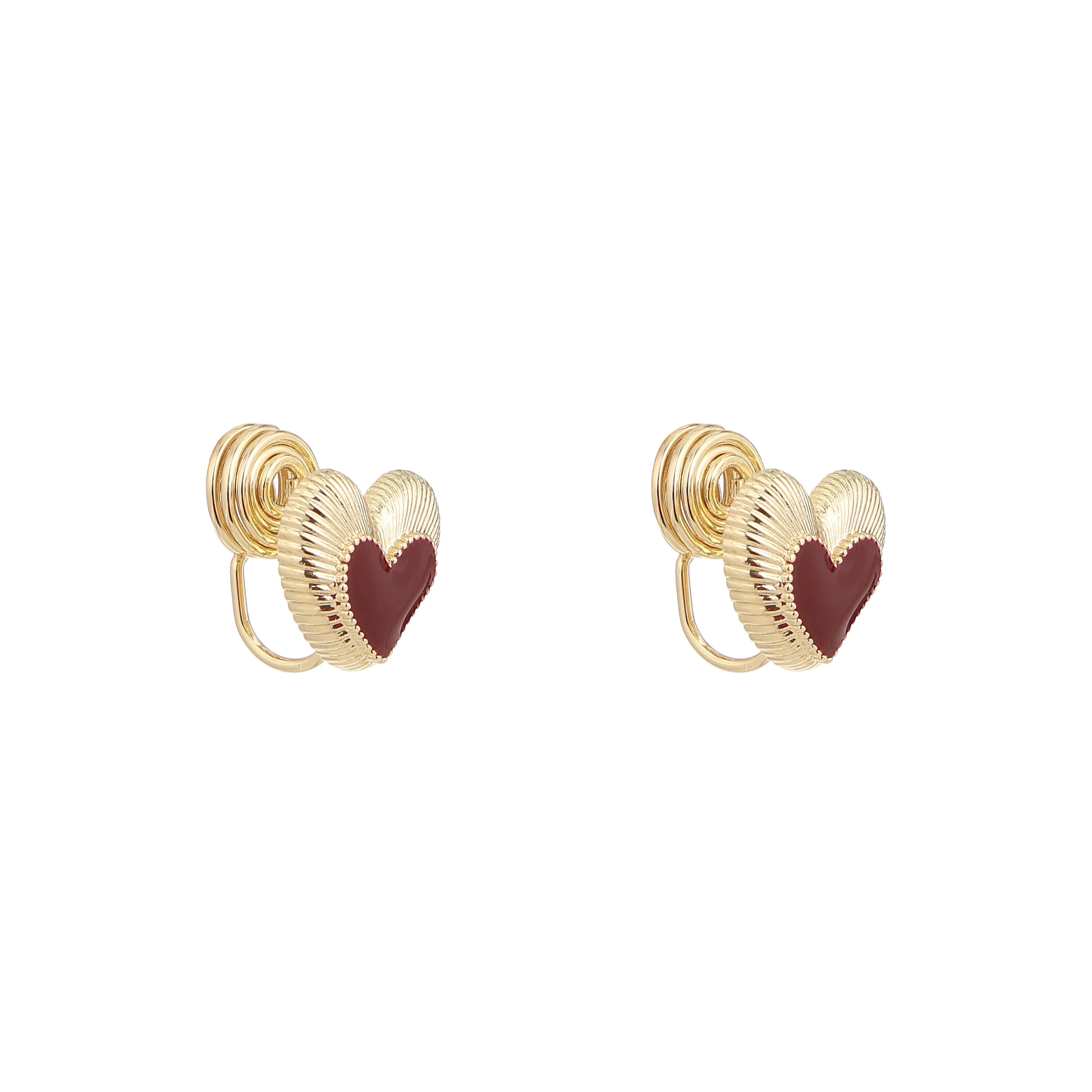 Golden Amour Heart Clip Earrings