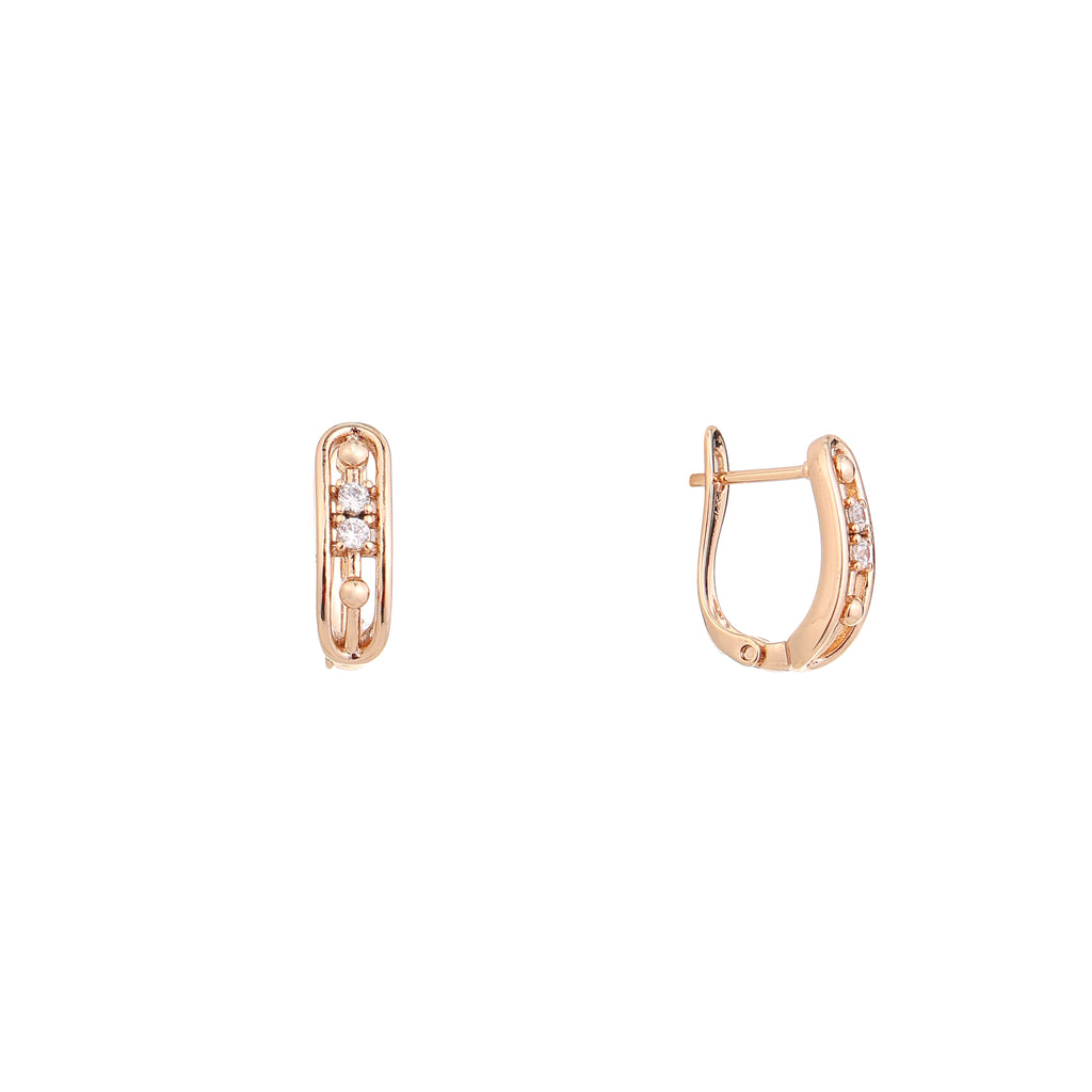 Rose Gold Pearl & Diamond Huggie Earrings