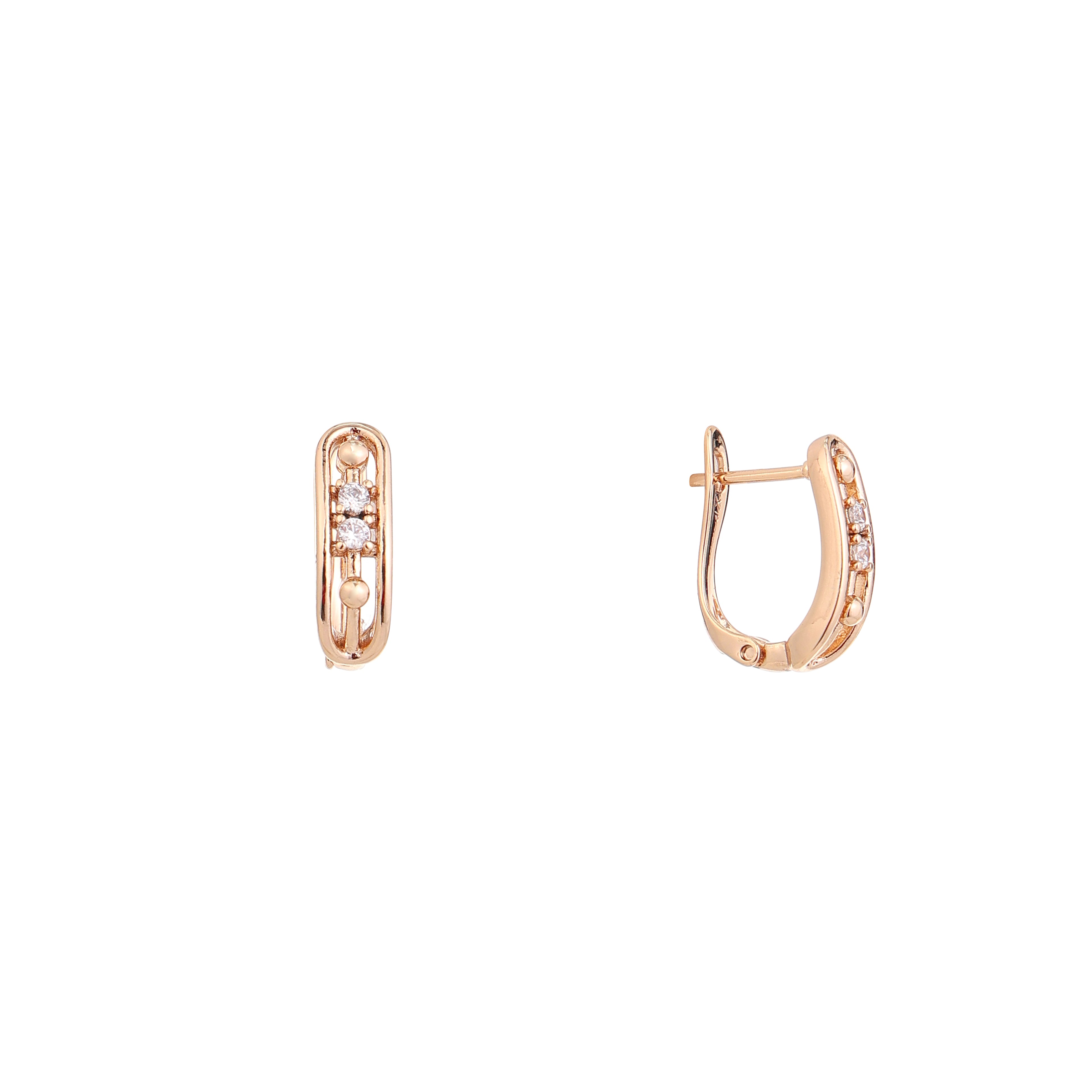 Rose Gold Pearl & Diamond Huggie Earrings
