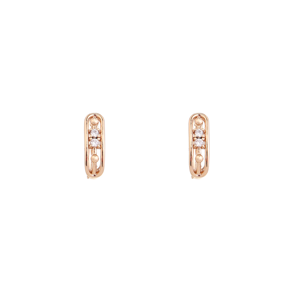 Rose Gold Pearl & Diamond Huggie Earrings