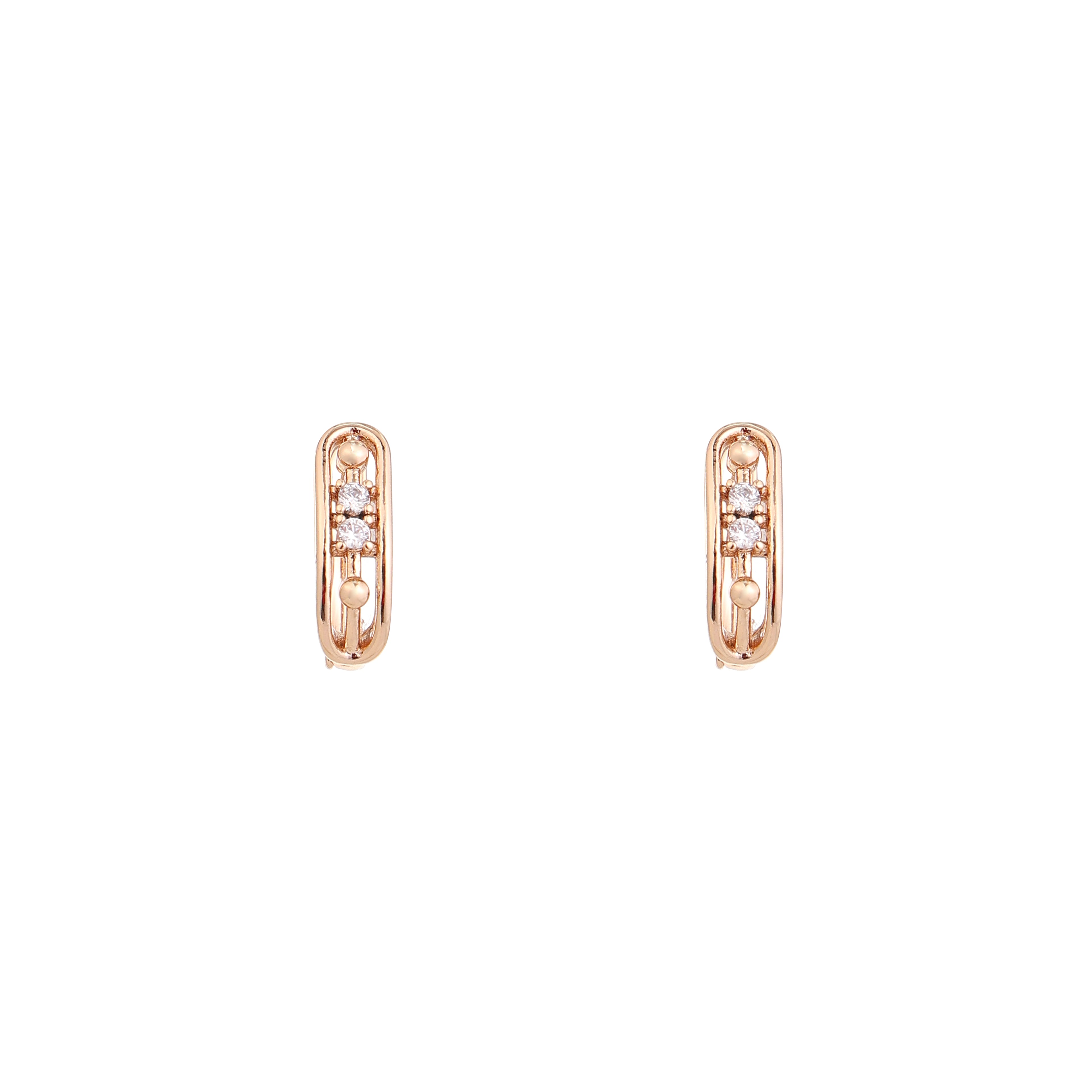 Rose Gold Pearl & Diamond Huggie Earrings