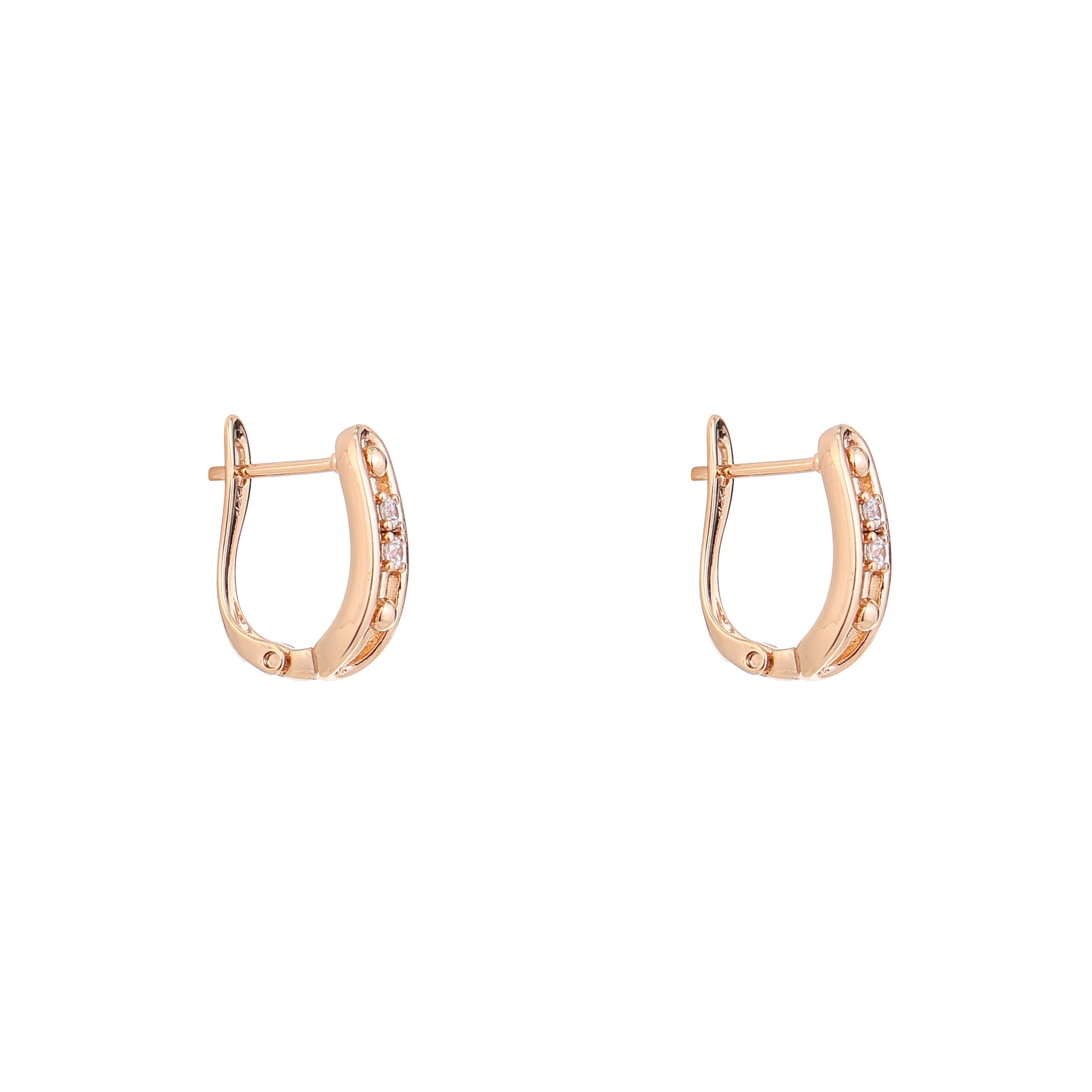 Rose Gold Pearl & Diamond Huggie Earrings