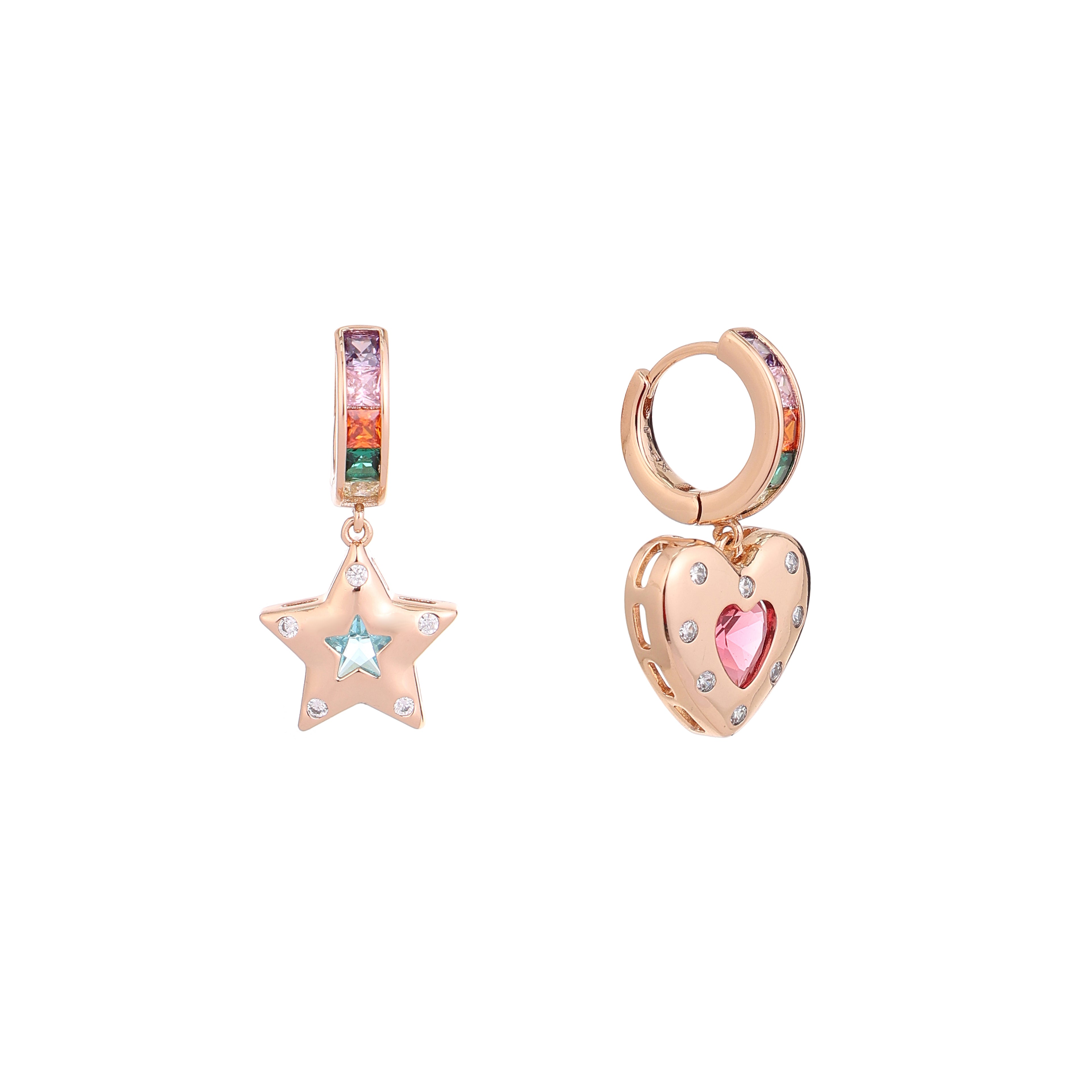 Starlove Duo Charm Hoop Earrings