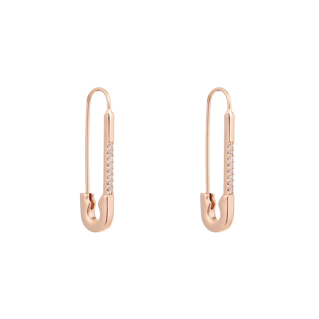 Sparkline Safety Pin Drop Earrings