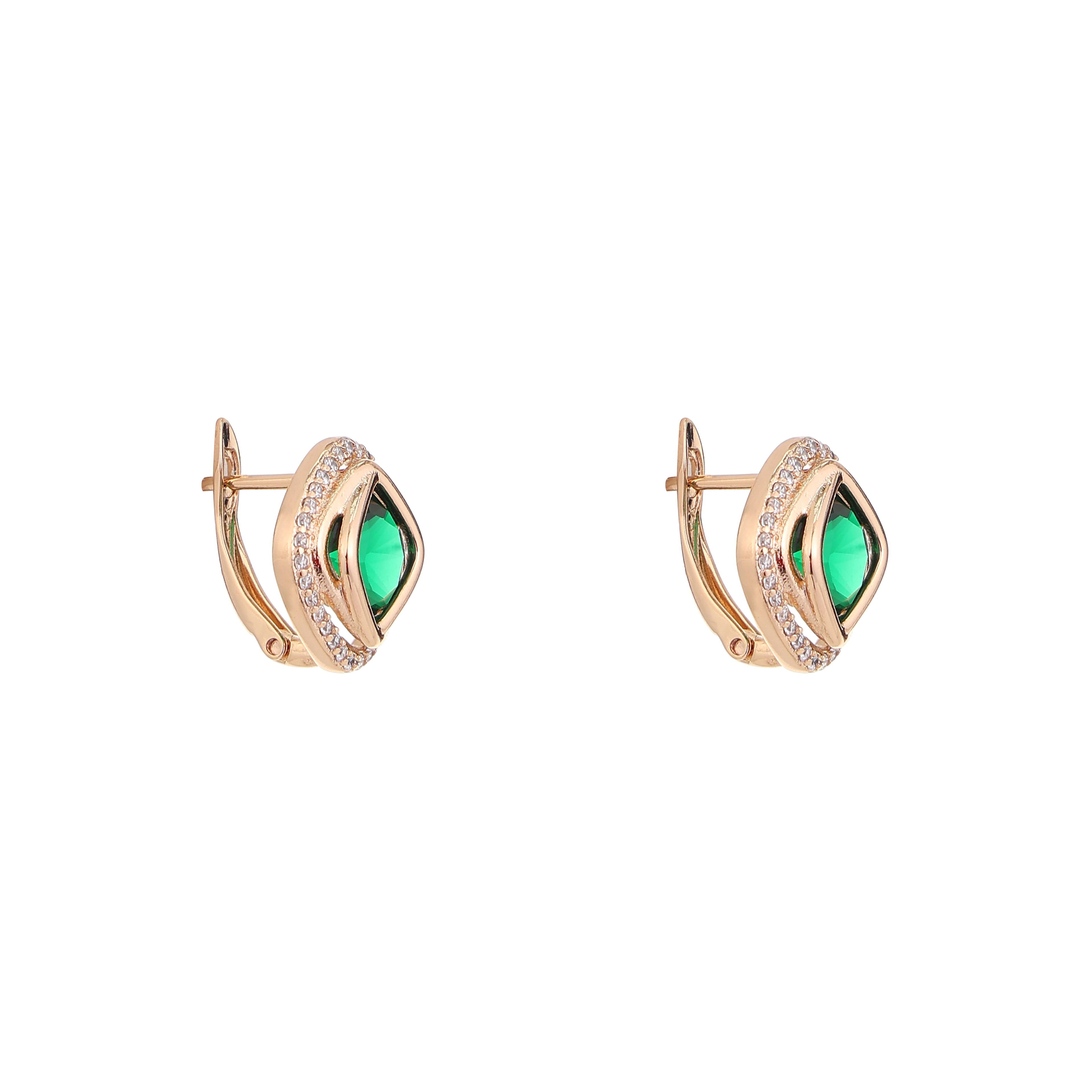 Emerald Aura Diamond Stud Earrings