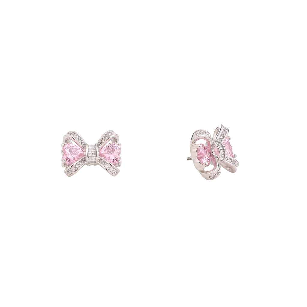 Blush Bow Sparkle Stud Earrings
