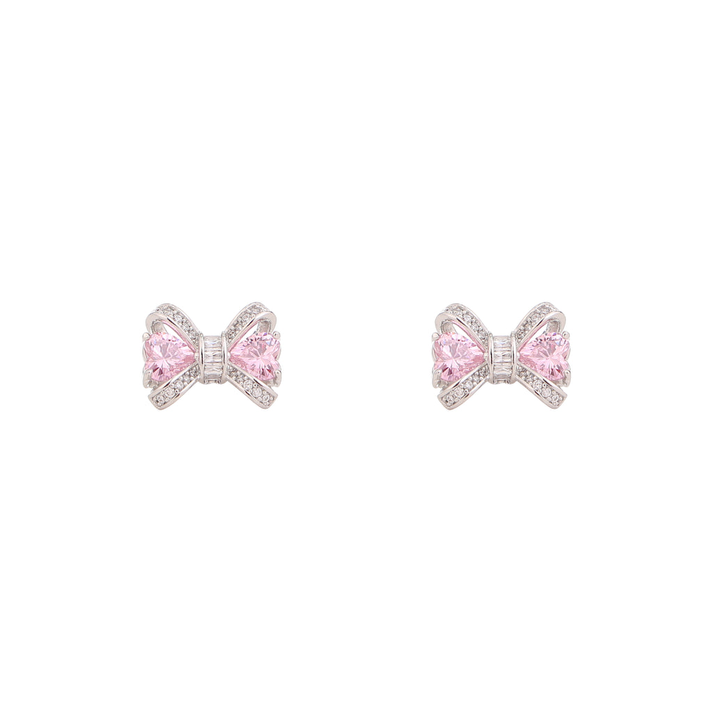 Blush Bow Sparkle Stud Earrings