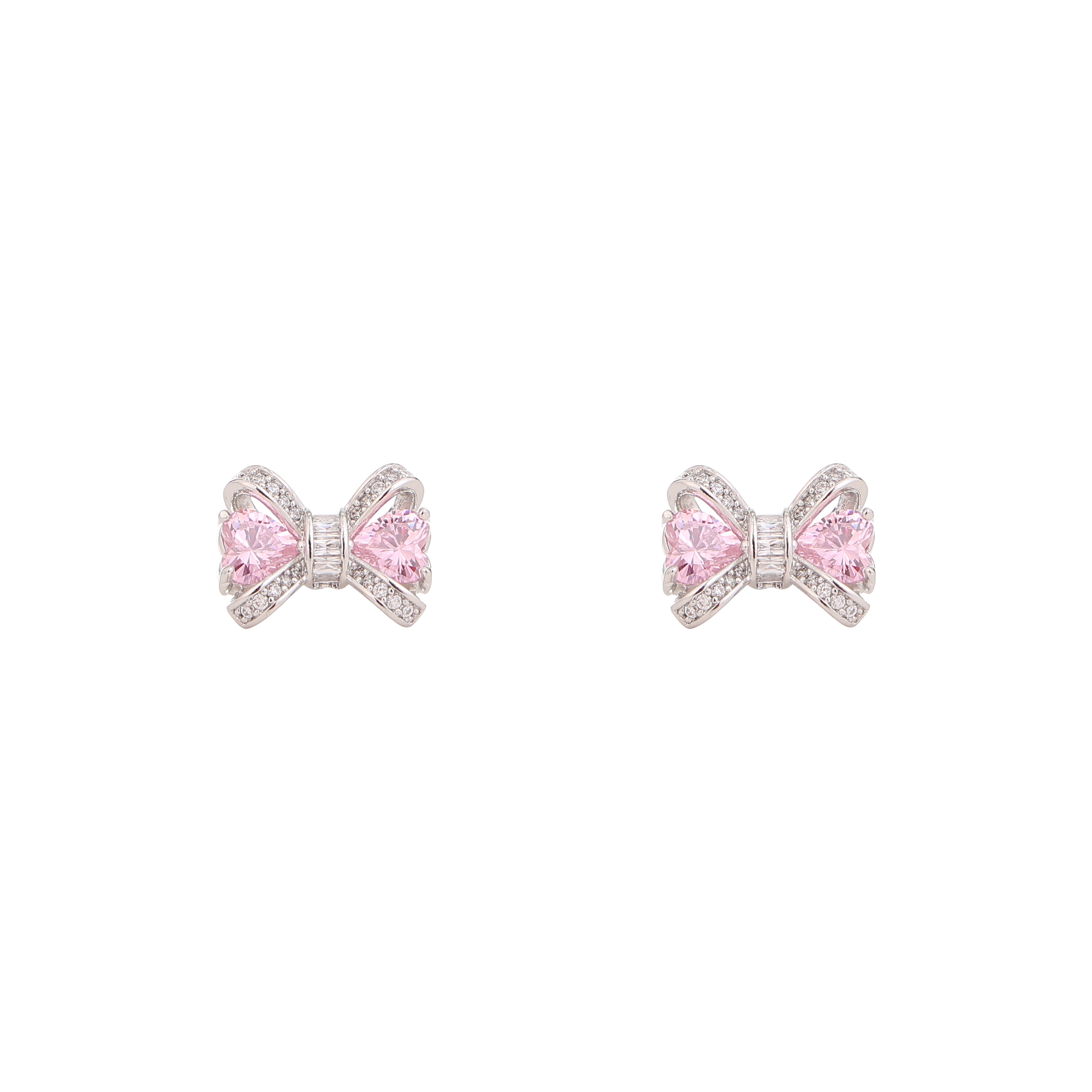 Blush Bow Sparkle Stud Earrings