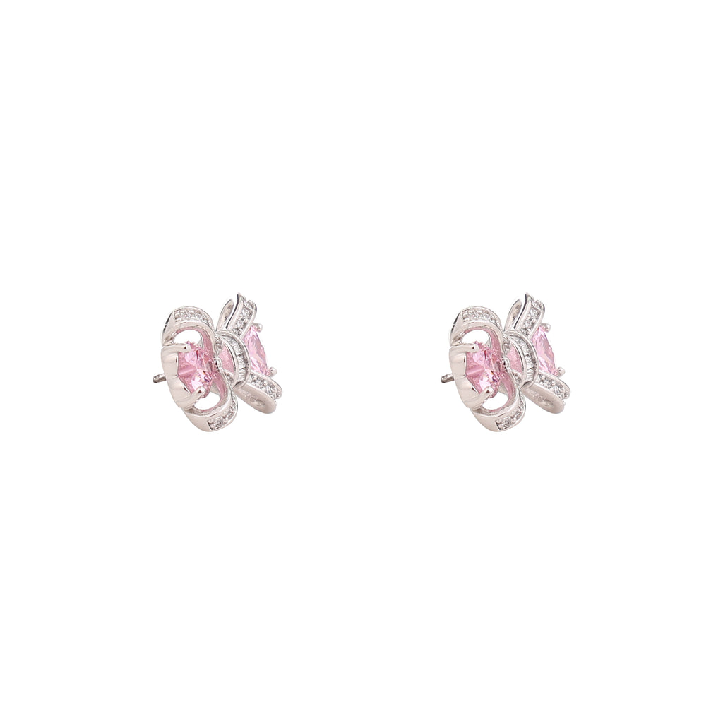 Blush Bow Sparkle Stud Earrings