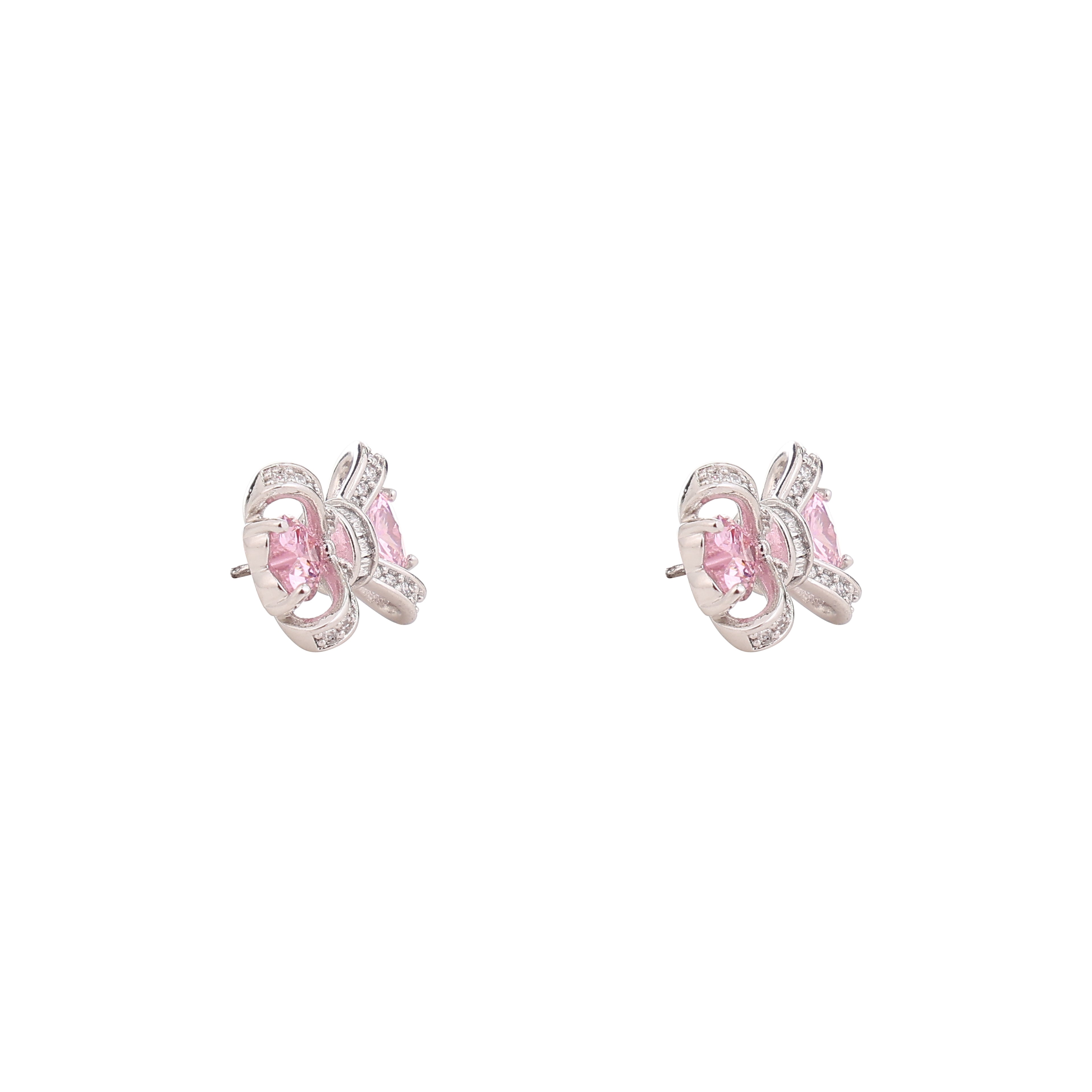 Blush Bow Sparkle Stud Earrings