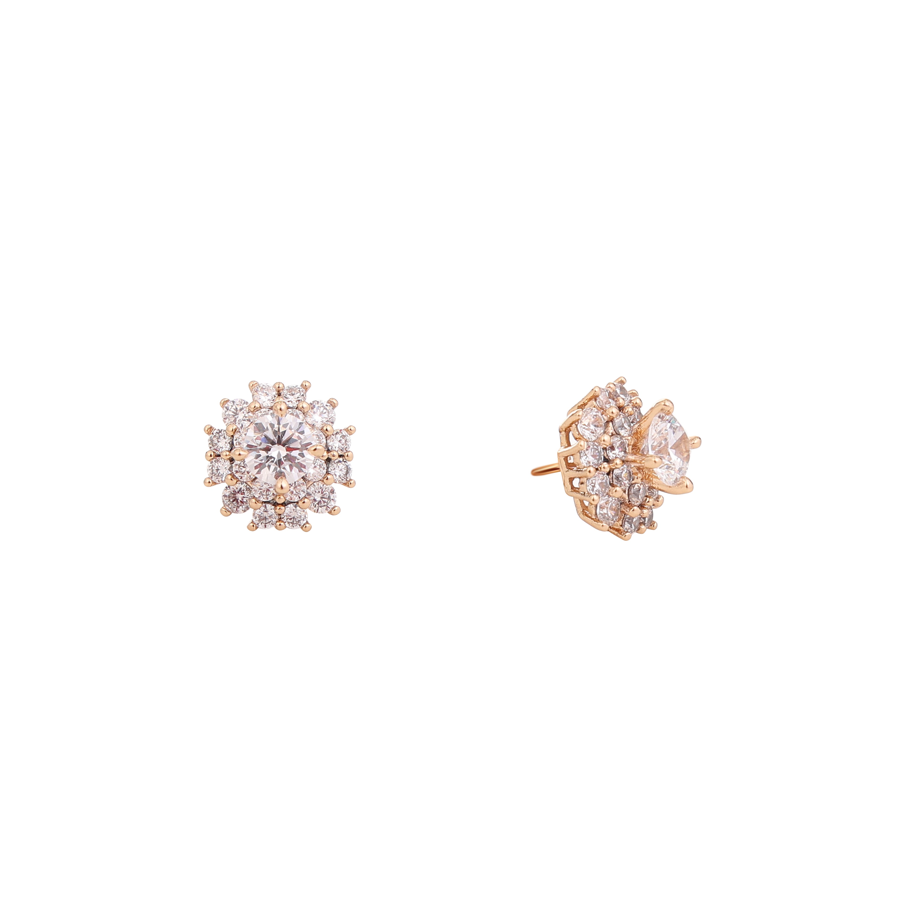 Radiant Halo Diamond Stud Earrings