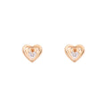 Golden Heart Sparkle Stud Earrings