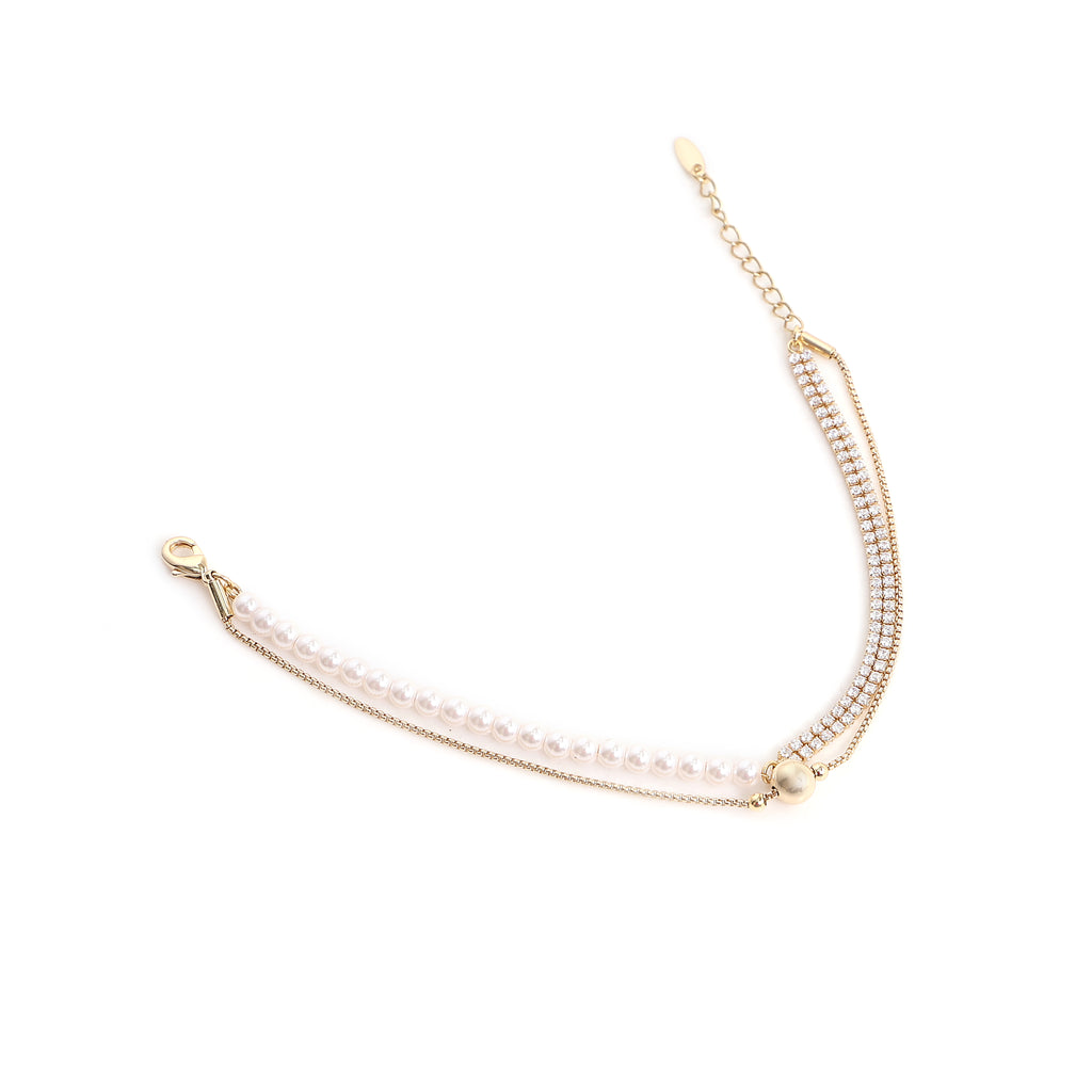 Elegant Pearl & Crystal Layered Bracelet
