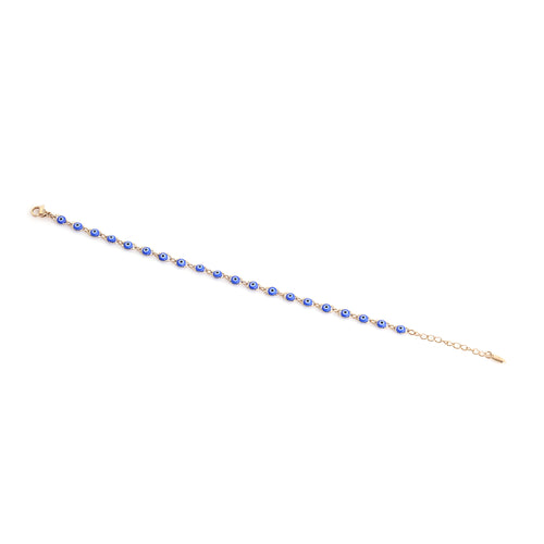 Blue Evil Eye Charm Bracelet (Gold Finish)