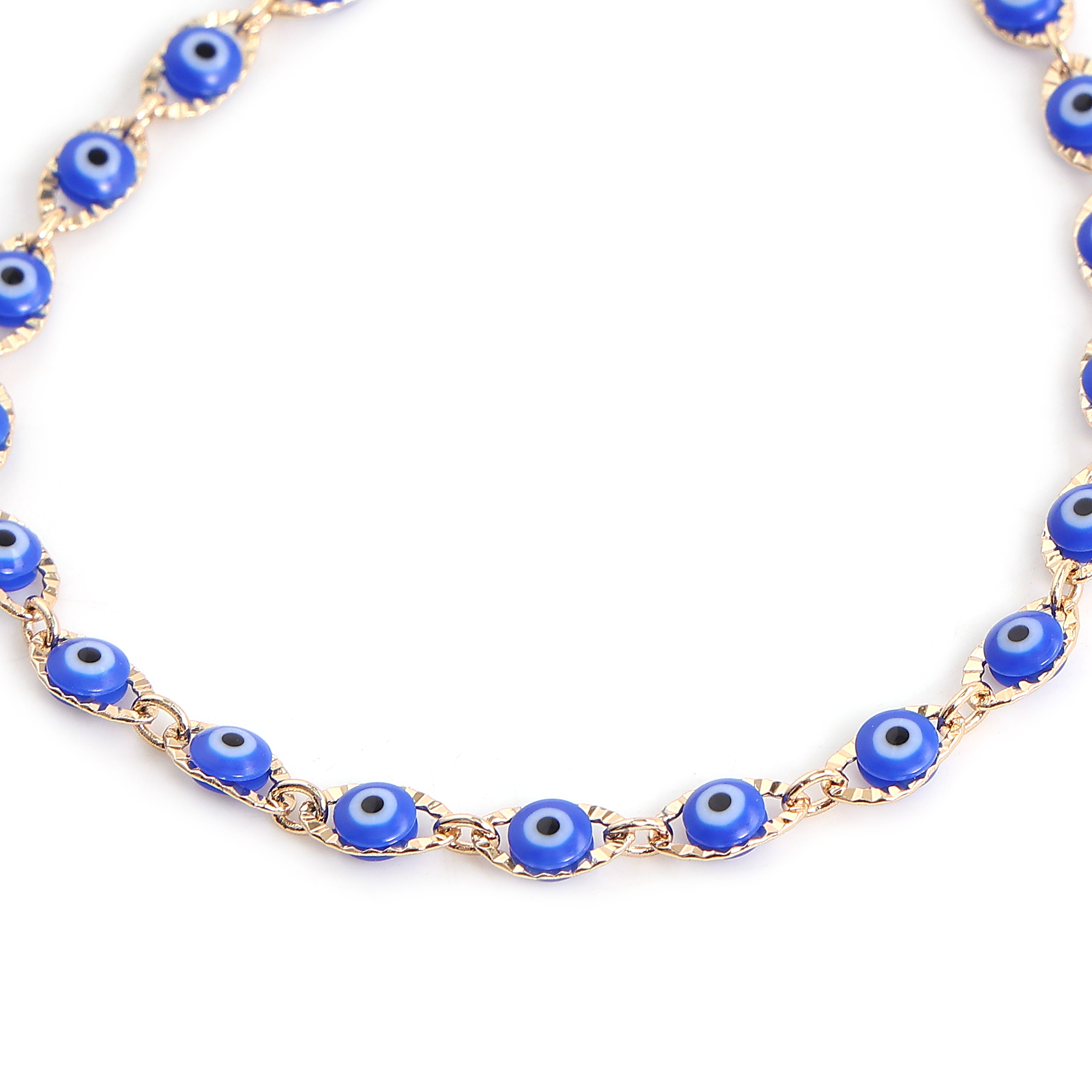 Blue Evil Eye Charm Bracelet (Gold Finish)