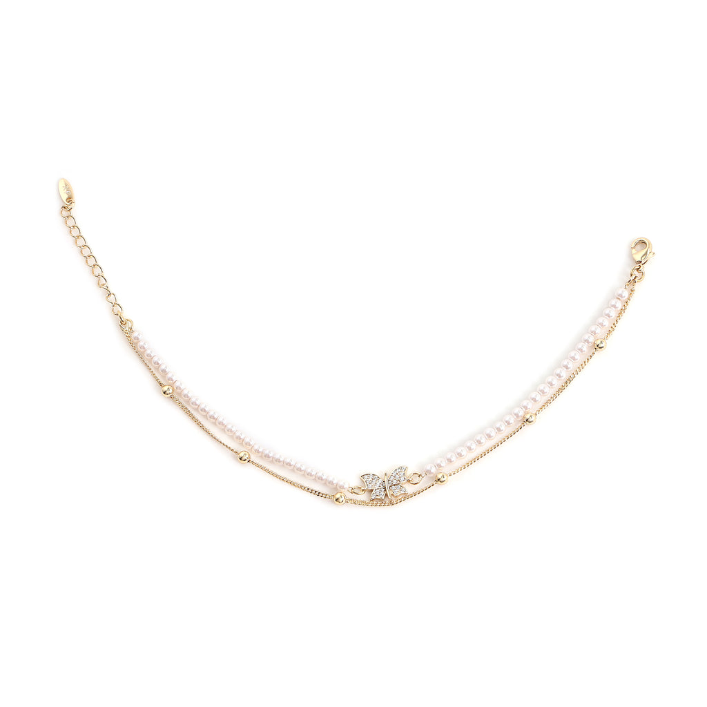 Butterfly Pearl Layered Bracelet