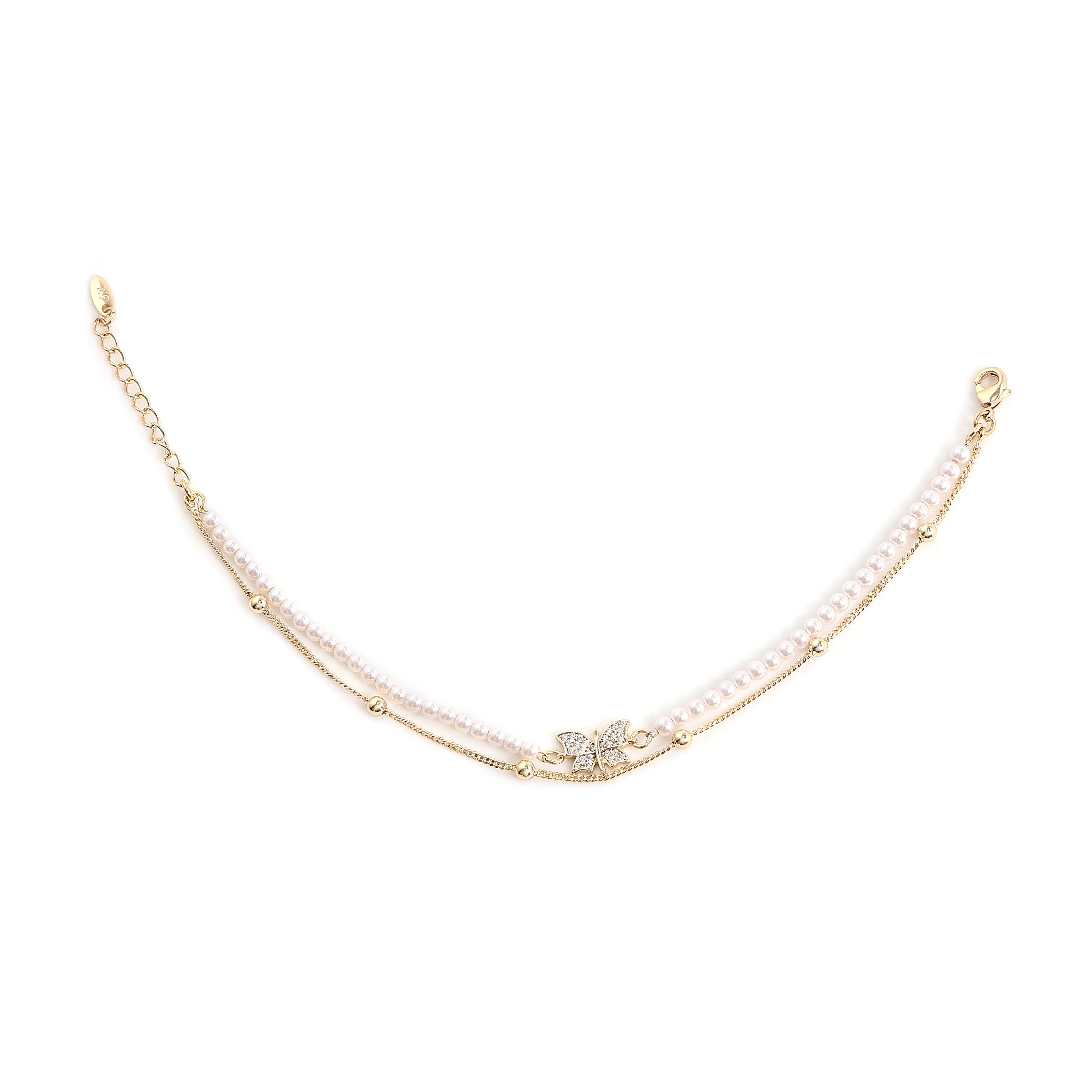 Butterfly Pearl Layered Bracelet