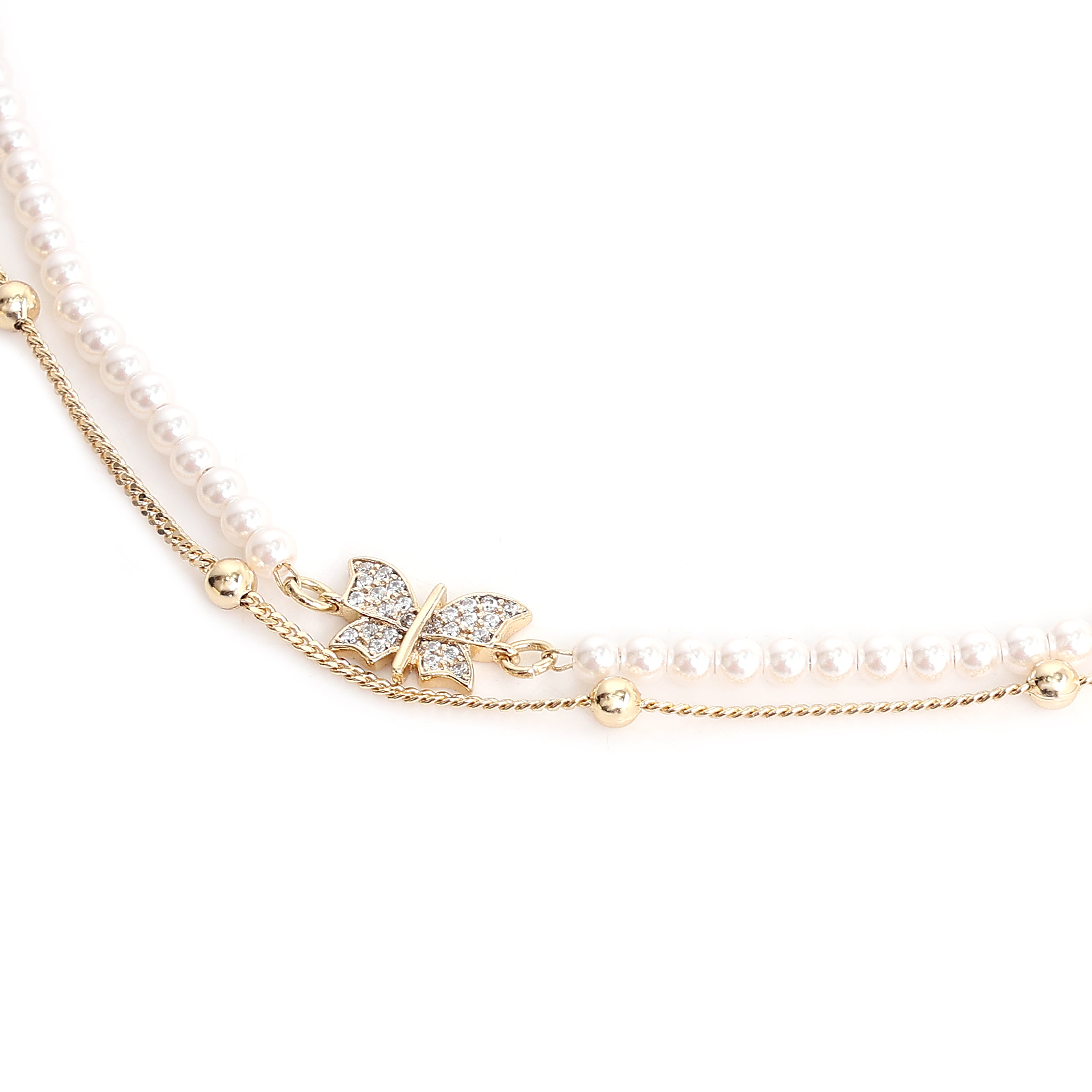 Butterfly Pearl Layered Bracelet