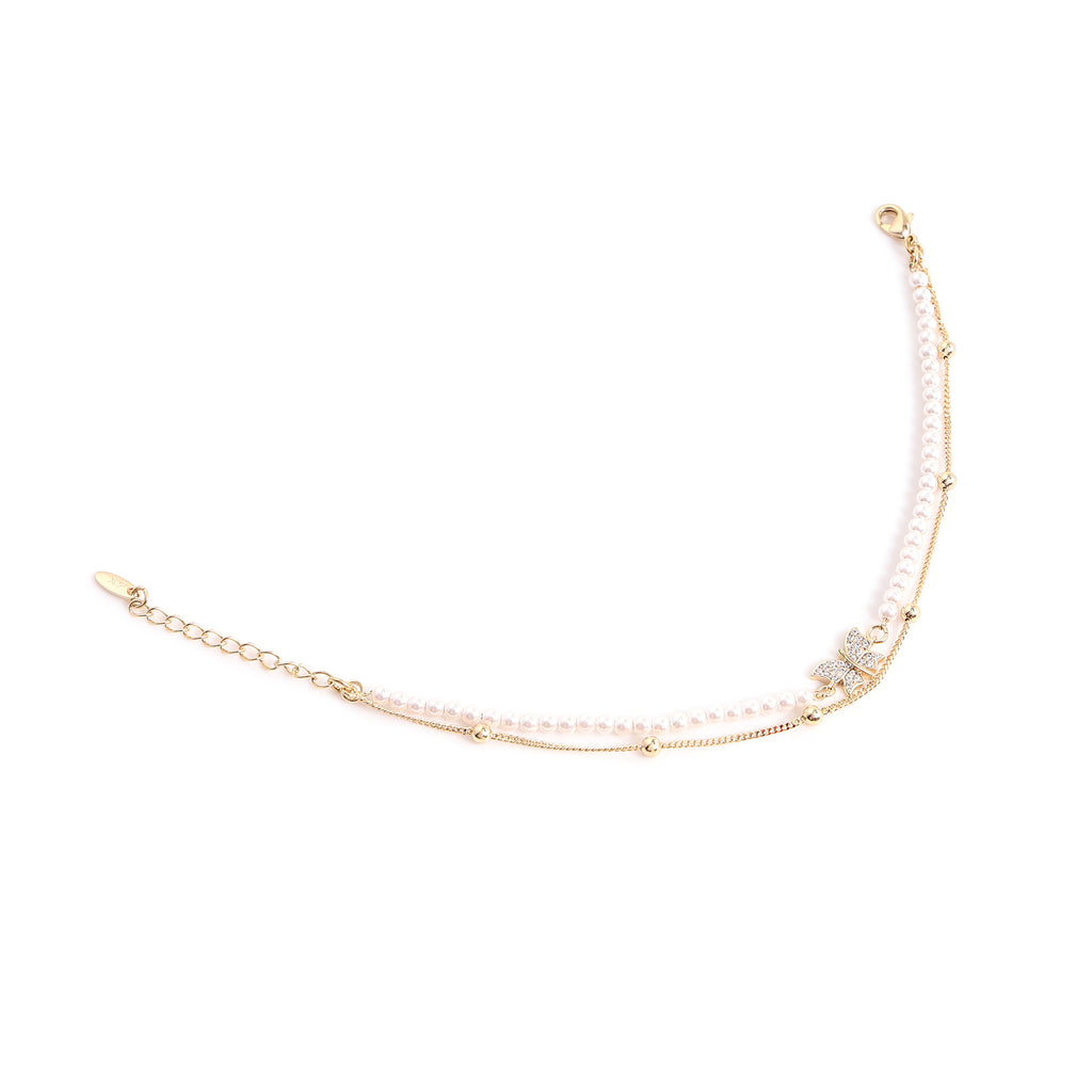 Butterfly Pearl Layered Bracelet