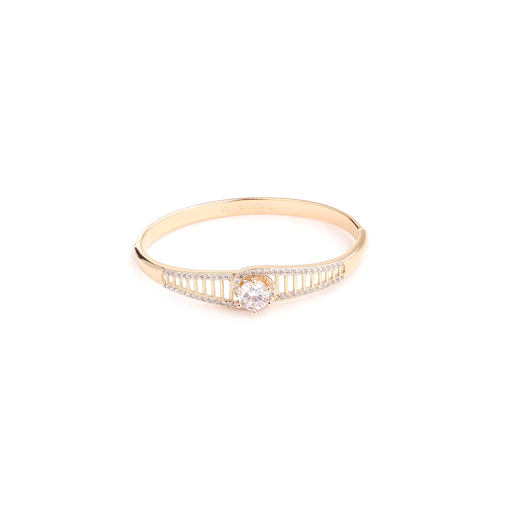 Golden Solitaire Crystal Bangle Bracelet