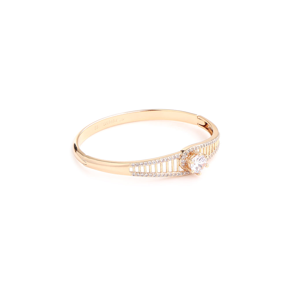 Golden Solitaire Crystal Bangle Bracelet