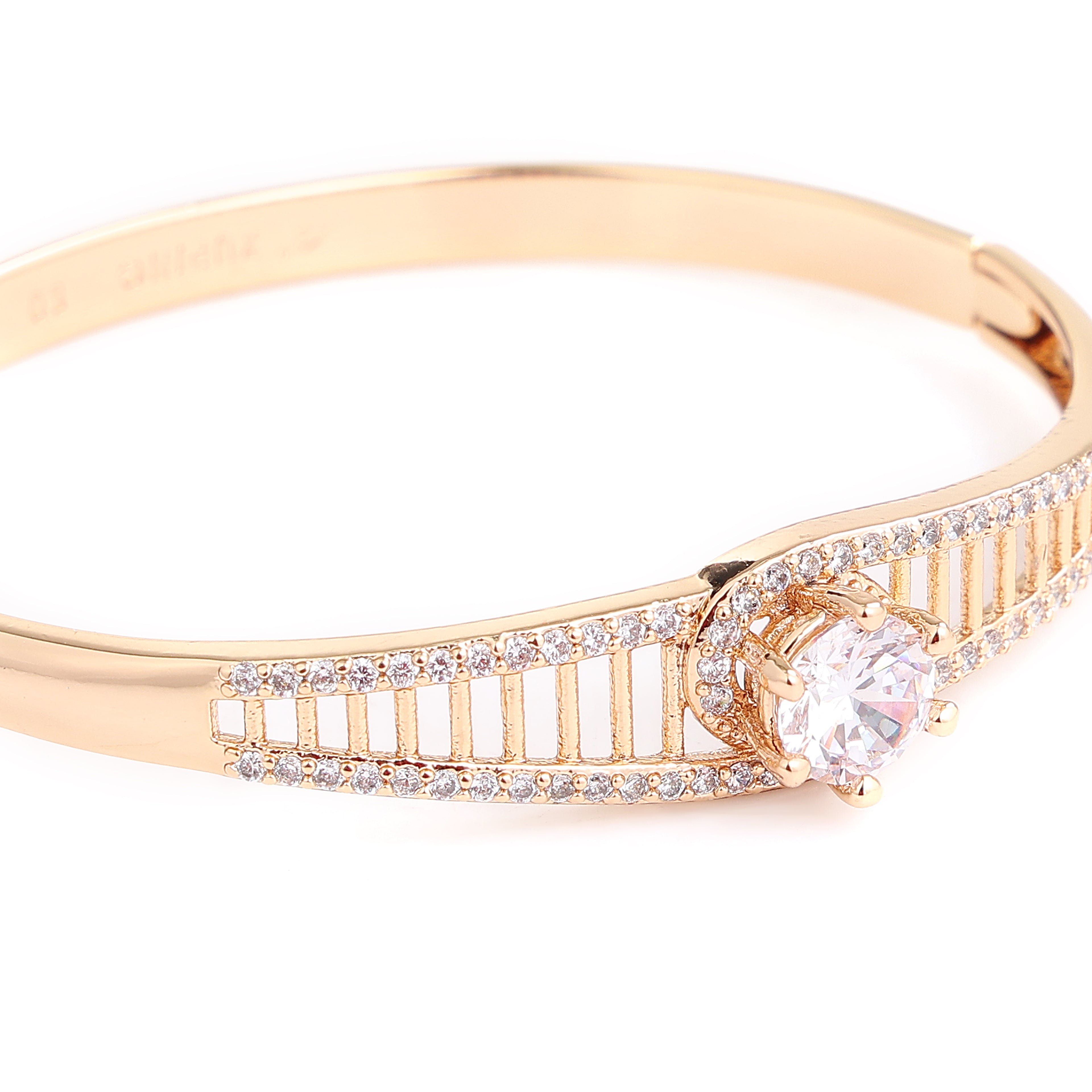Golden Solitaire Crystal Bangle Bracelet
