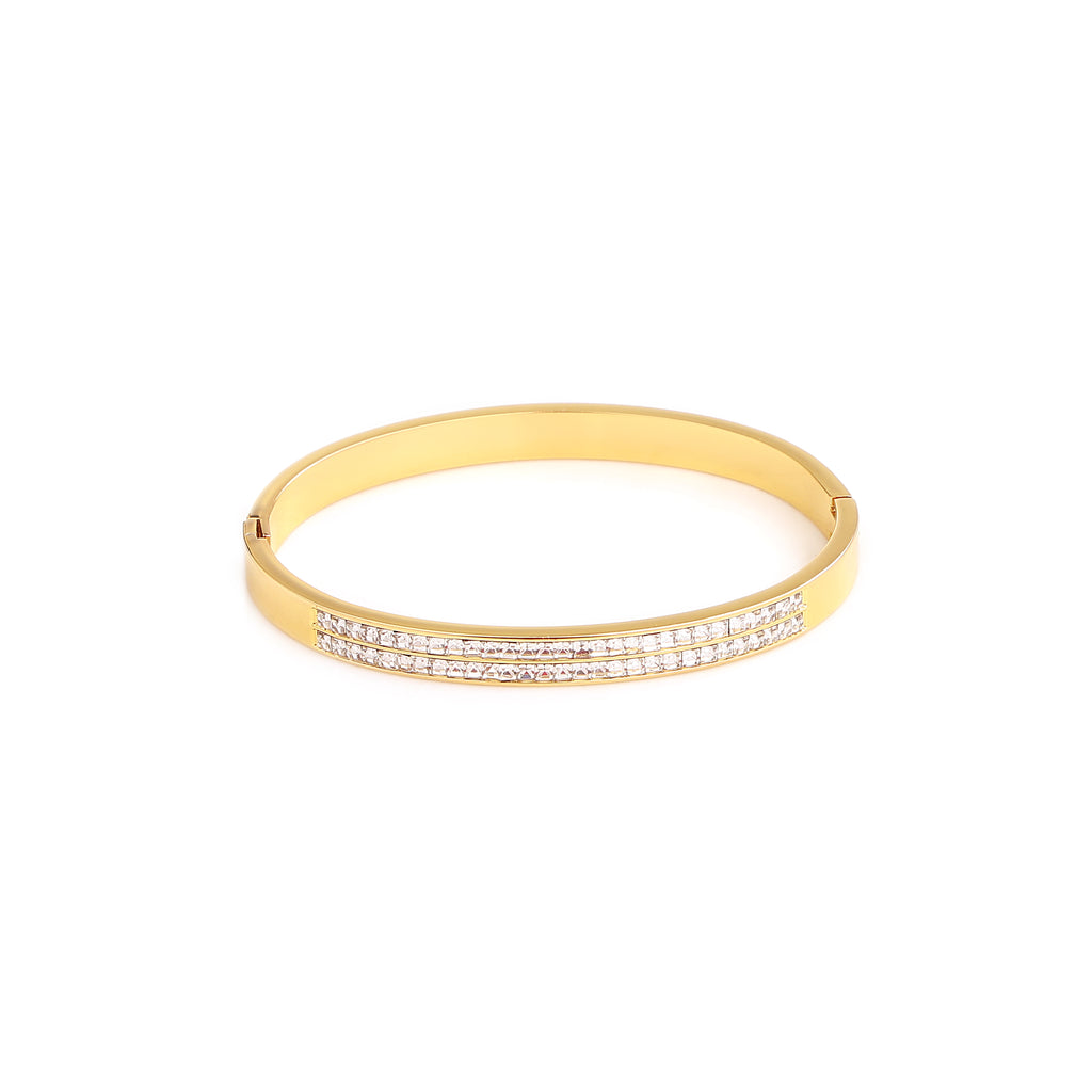 Elegant Gold-Tone Crystal Studded Bangle
