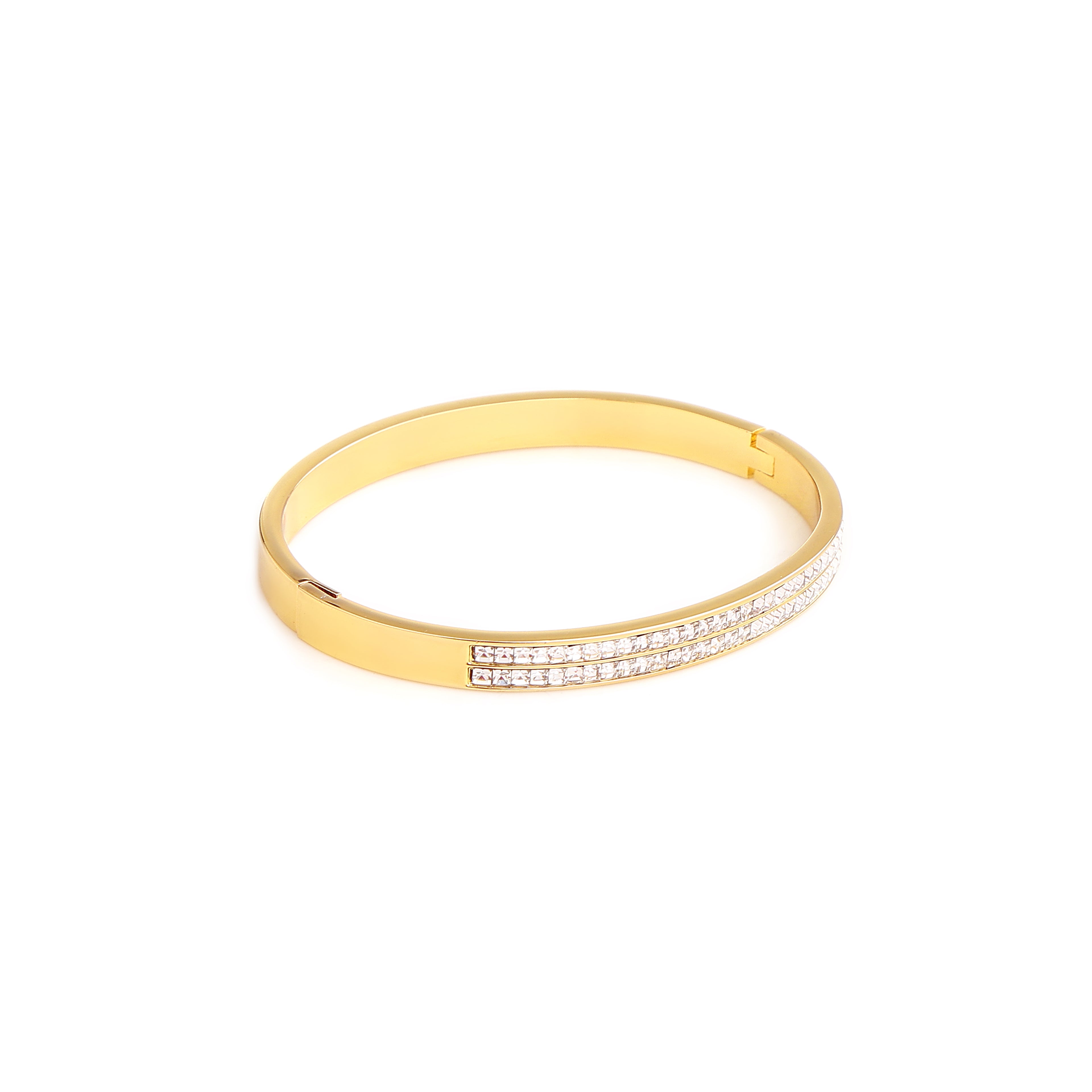 Elegant Gold-Tone Crystal Studded Bangle